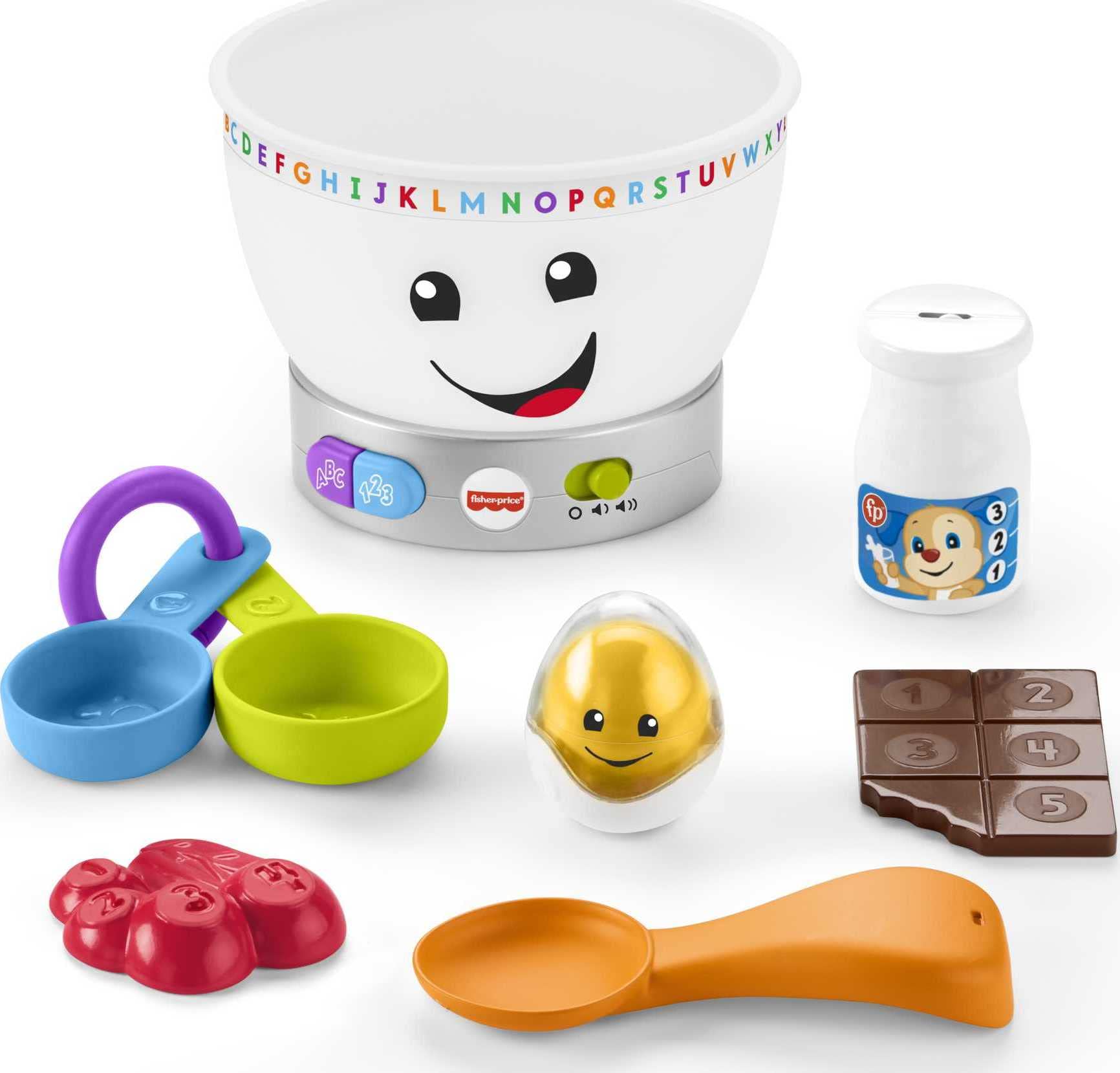 Fisher-Price Laugh & Learn Magic Color Mixing Bowl - Interactive Baby Learning Toy with Pretend Food, Music & Lights - Educational Gift for Infants 6+ Months - Perfect for Sensory Play & Early Development