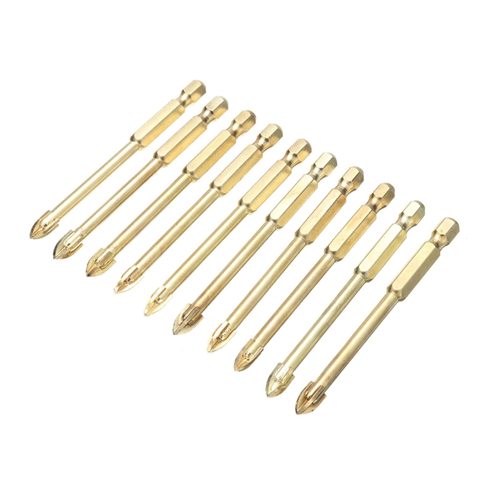 PAMDO 10-Piece Glass Tile Drill Bit Set - Tungsten Carbide Tipped Spear Head for Ceramic Tile, Marble & Mirror - Professional Drill Bits for DIY Home Improvement & Bathroom Renovation Projects