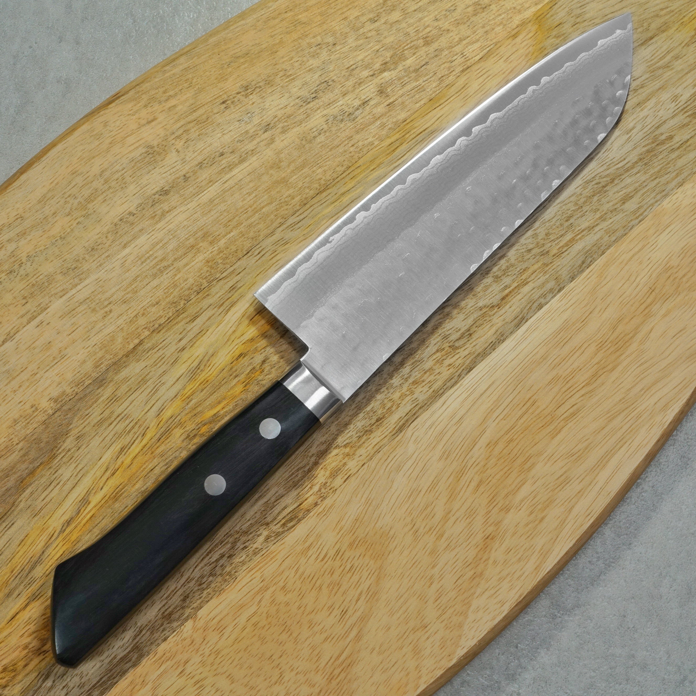 Premium Masutani VG10 Hammered Damascus Santoku Knife - 7