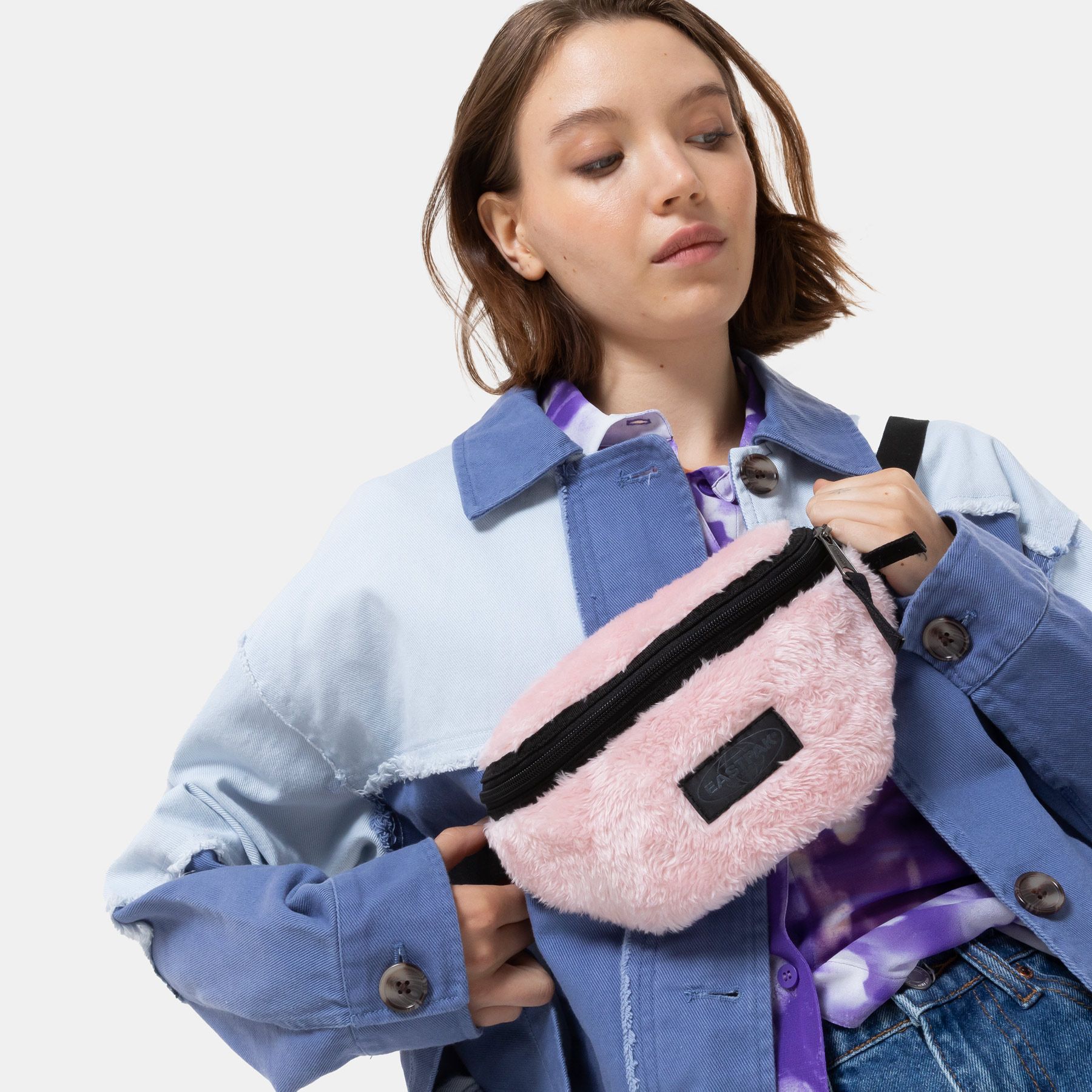 Eastpak Springer Backpack - Fuzzy Pink Laptop Bag for Women & Girls, Stylish School Backpack with Soft Plush Material - Perfect for College, Work & Travel Accessories