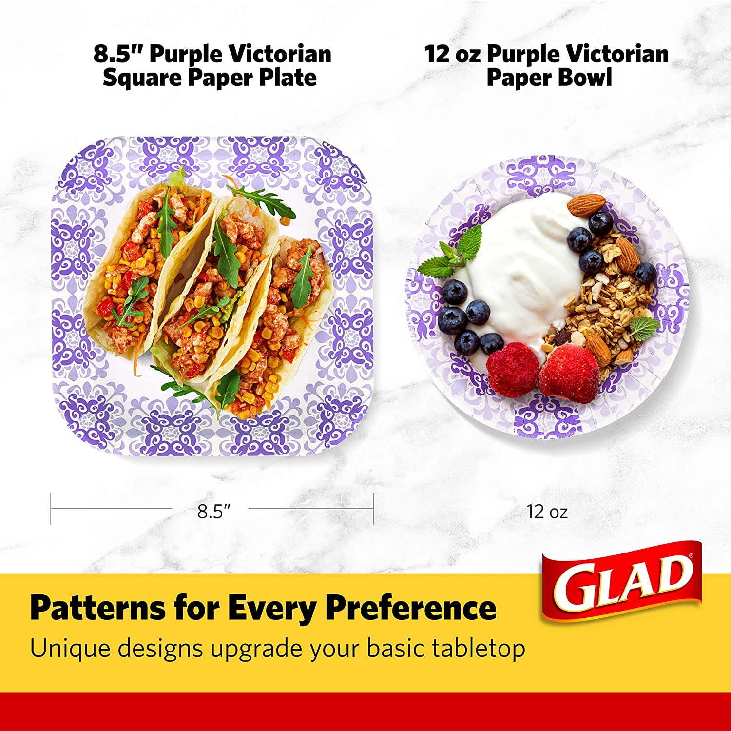 **Glad Square Disposable Paper Plates 600 Count – Heavy Duty, Soak Proof & Cut Proof – 8.5