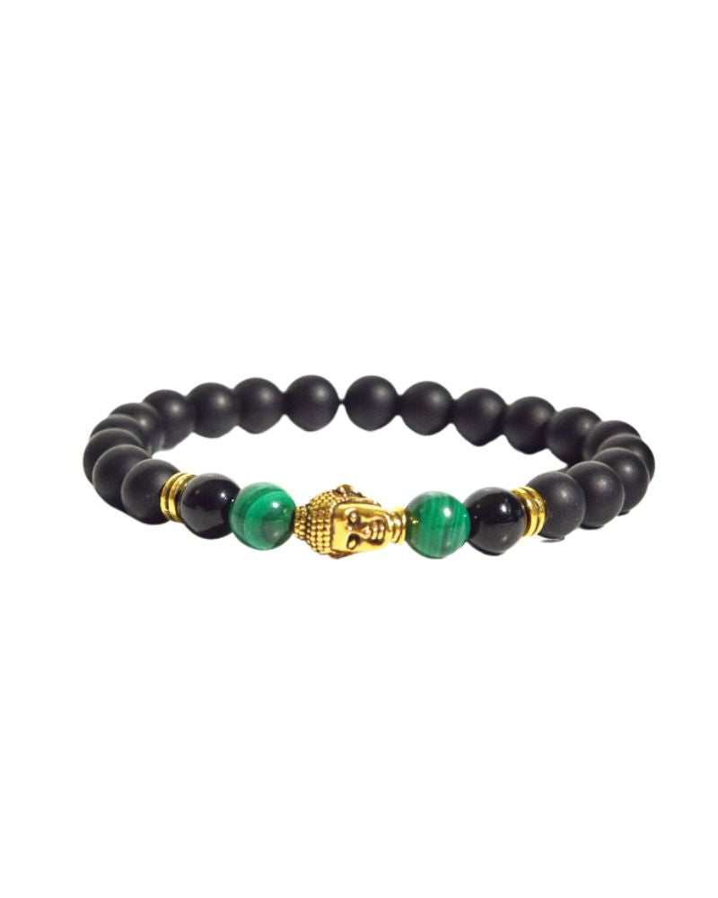Buddha Stone with Malachite and Obsidian - Spiritual Healing Crystal for Meditation, Yoga & Home Decor