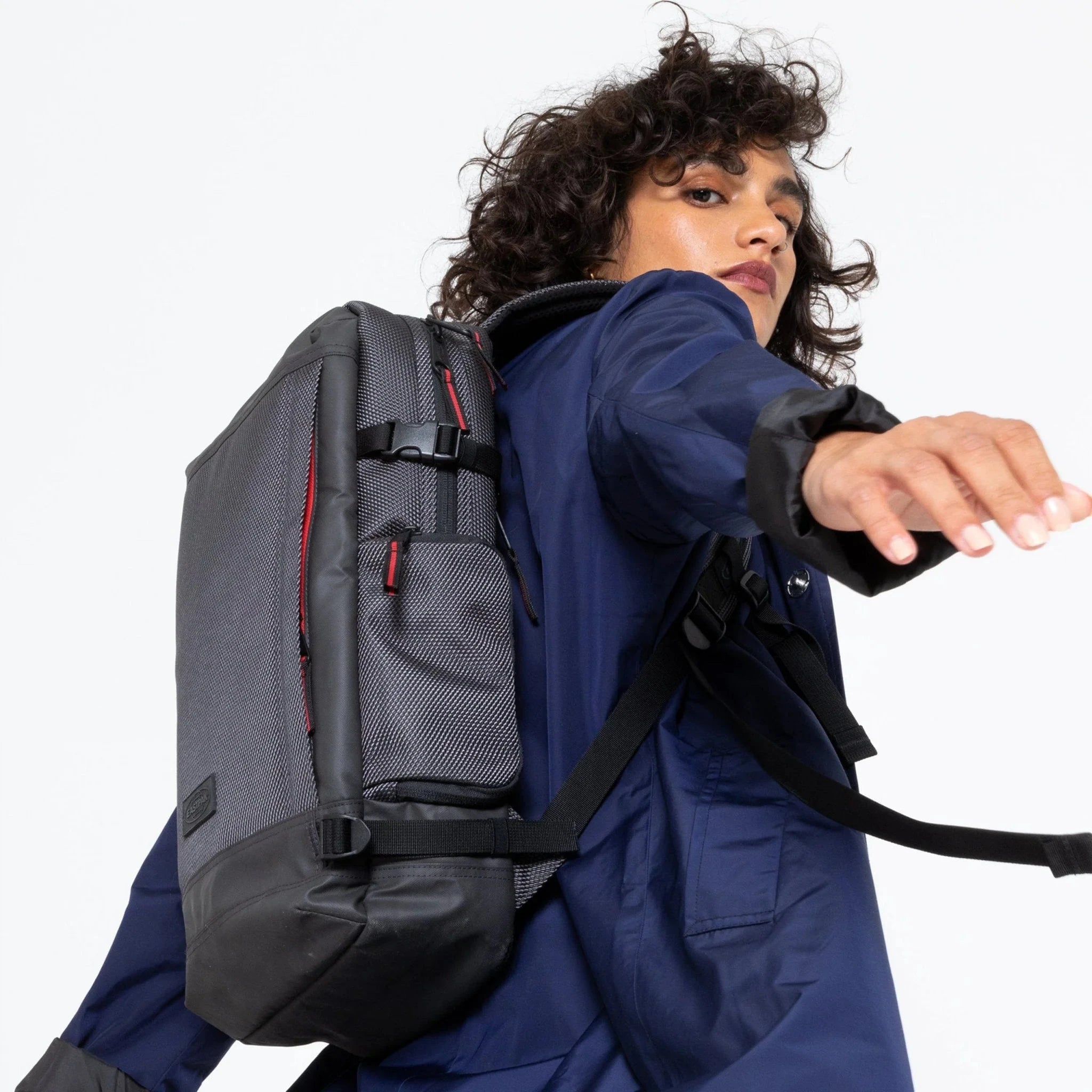 Eastpak Tecum M CNNCT Backpack - Lightweight Laptop Backpack for School & Travel, Water-Resistant, Grey Accent | Perfect for College Students & Commuters