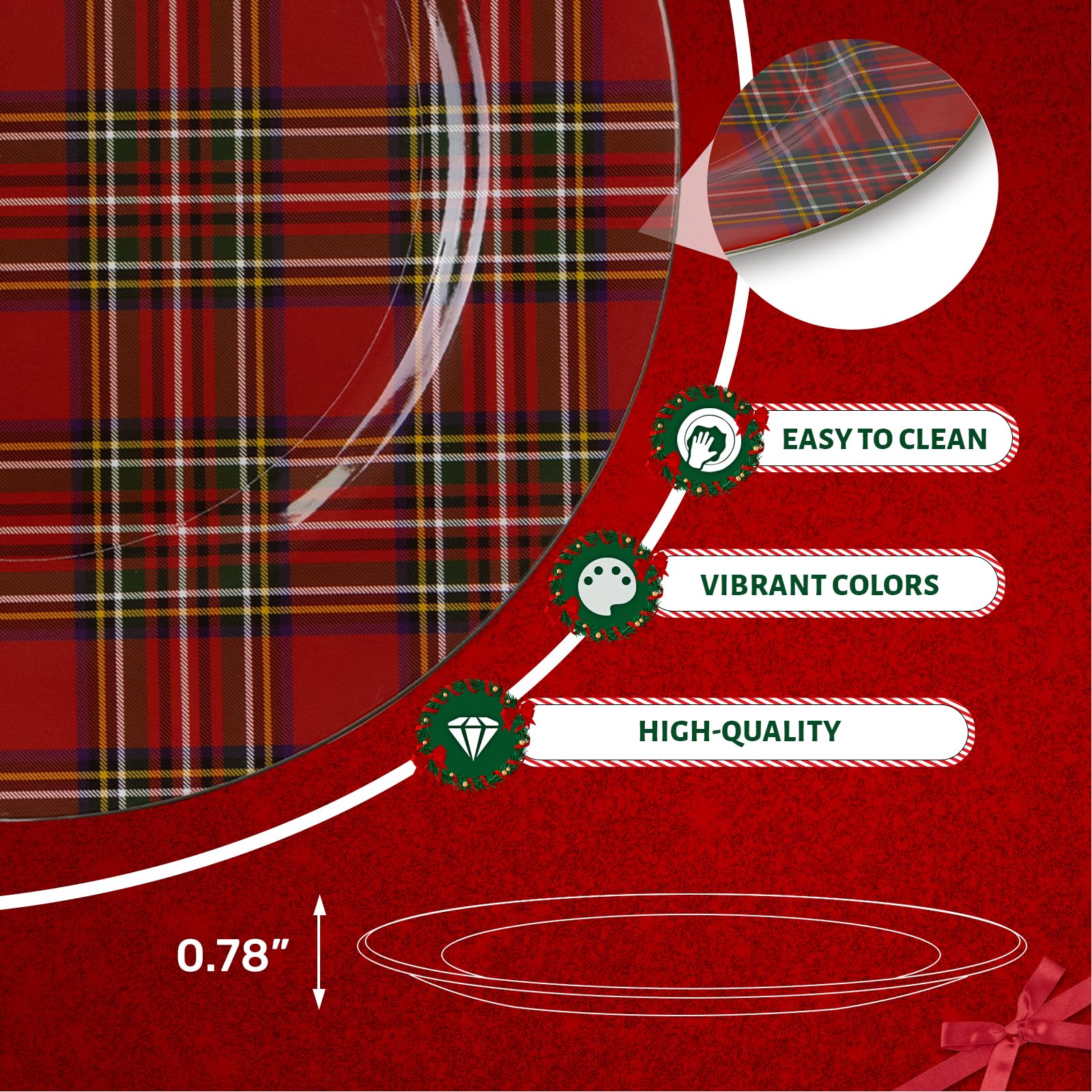 MAONAME 13-Inch Red Plastic Charger Plates Set of 6 - Elegant Dinner Plate Chargers for Wedding, Christmas & Holiday Table Decor - Perfect for Formal Dining, Party Settings & Special Occasions