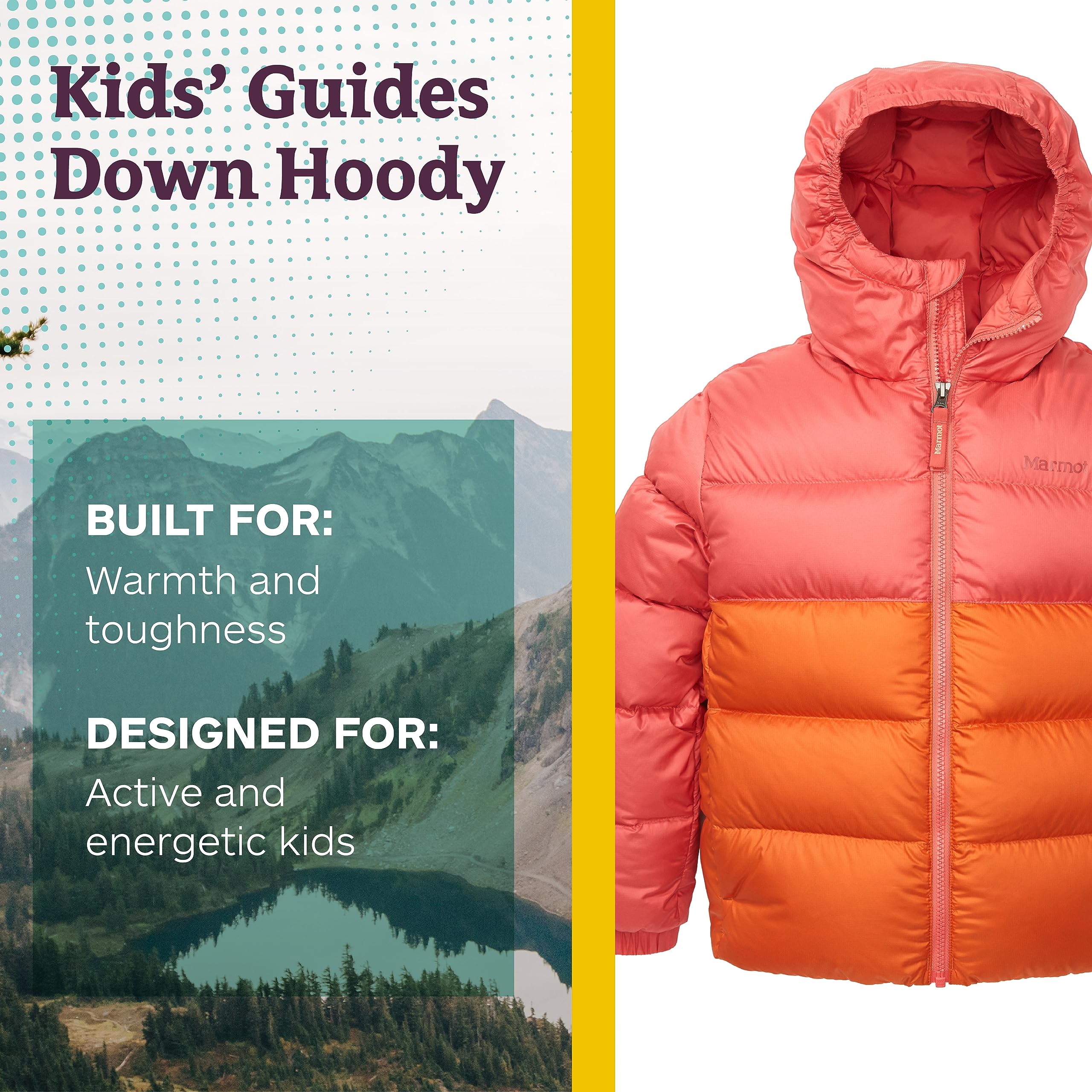 MARMOT Kids Guides Down Hoody - 700 Fill Power Insulated Water-Resistant Lightweight Puffer Jacket with Hood for Winter Outdoor Activities Hiking Camping and Snow Play