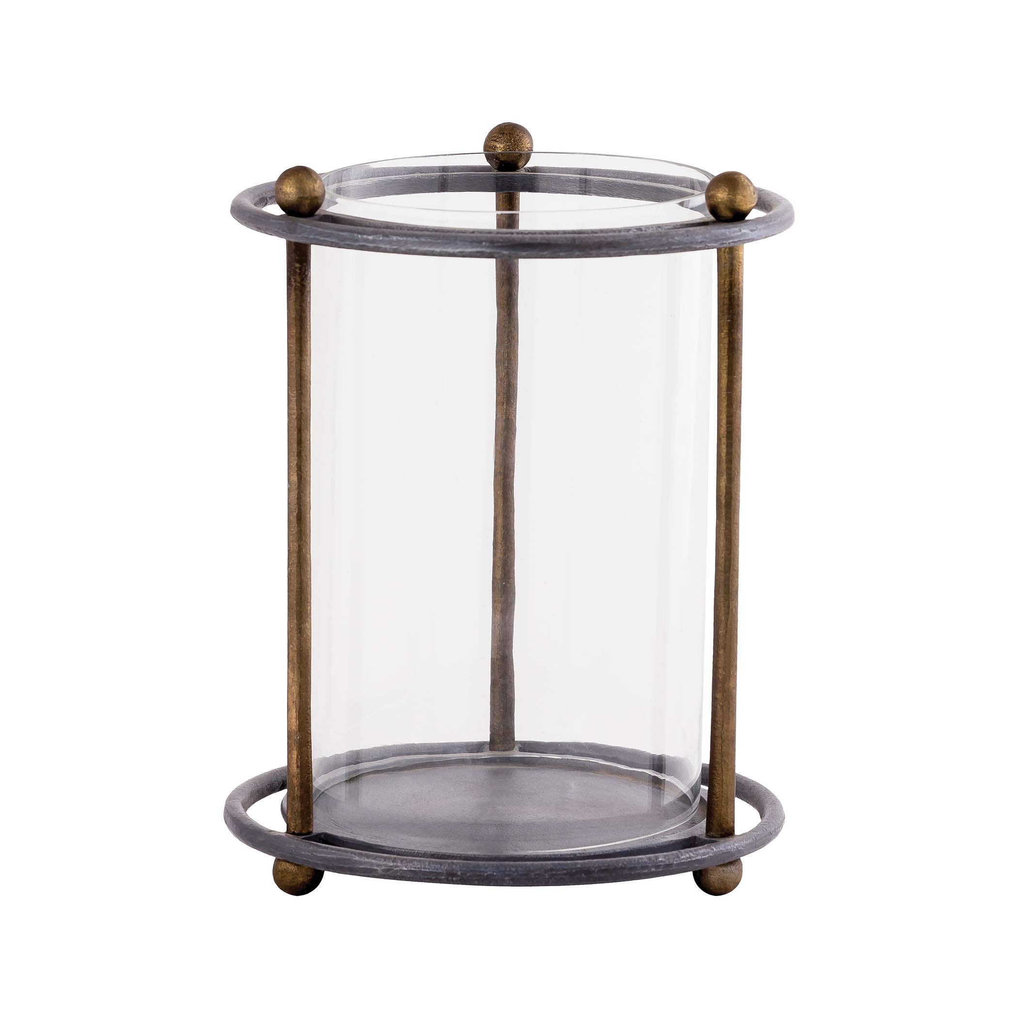Elk Lighting LANT007 Antique Brass & Nickel Candle Lantern - Outdoor & Indoor Decorative Lighting for Patio, Garden, and Home Decor