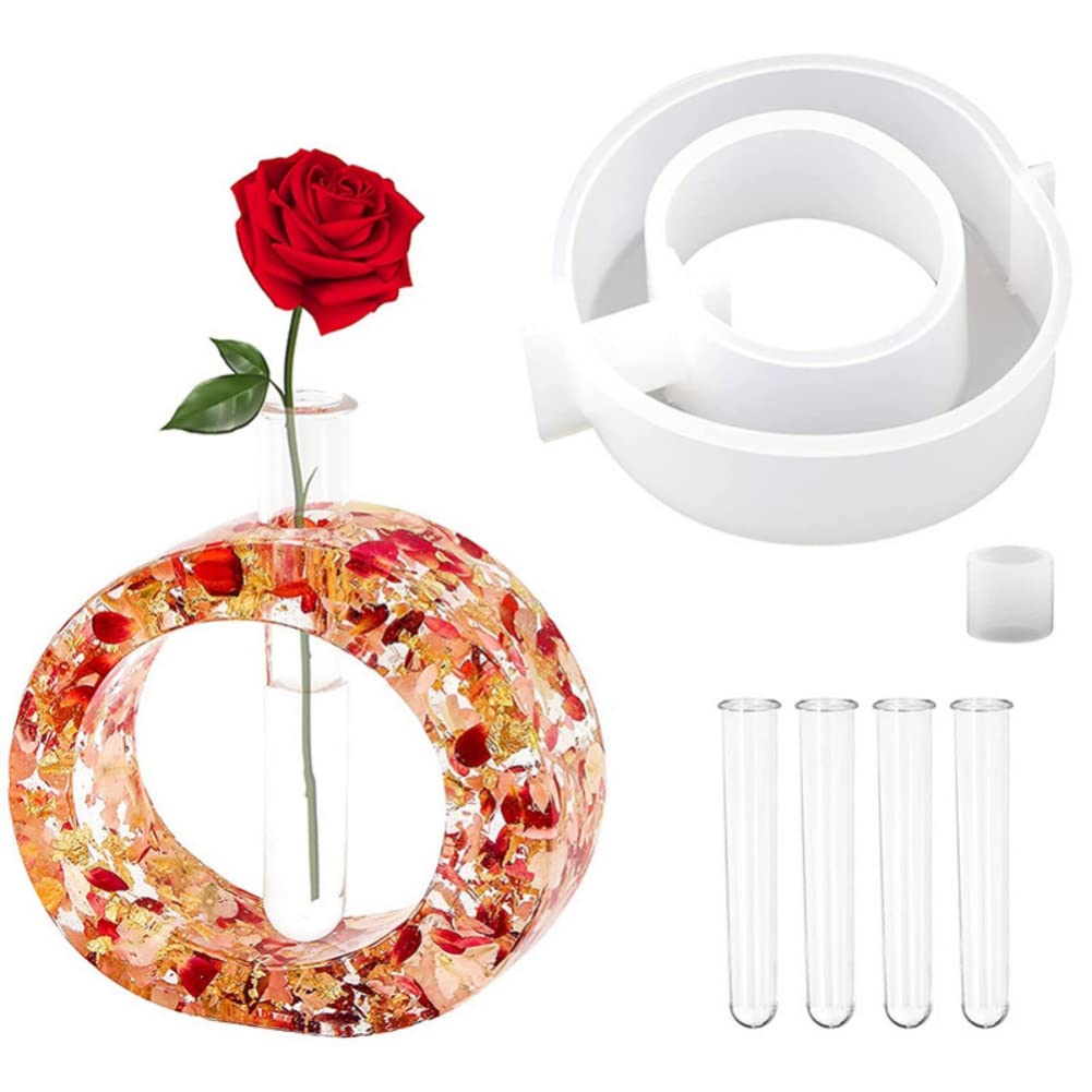 Epoxy Resin Vase Mold with 4 Test Tubes - Silicone Casting Mold for Propagation Station, Hydroponic Planter, Flower Holder - Perfect for Home, Office, and Desktop Decoration - DIY Craft & Plant Lover Gift Idea