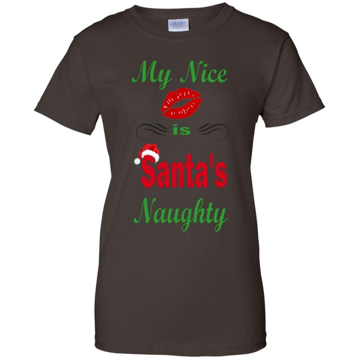 WineyBitches.co Santa's Naughty Ladies' 100% Cotton T-Shirt - Funny Christmas Gift for Women, Holiday Party Outfit, Casual Wear