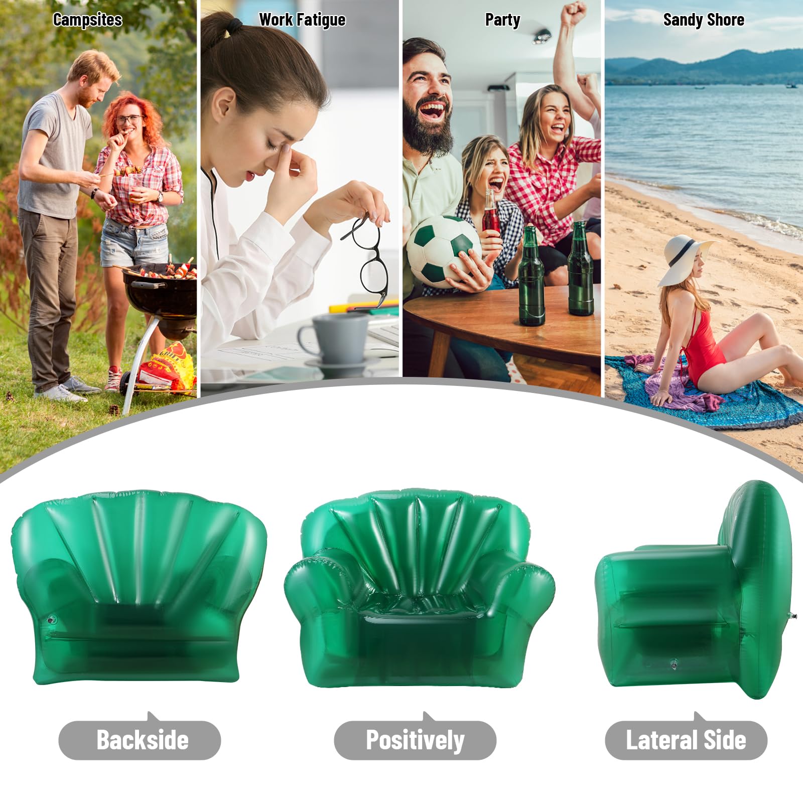 Best Inflatable Chair - Portable Inflatable Sofa for Indoor & Outdoor Use | 300lbs Weight Capacity | Perfect for Bedroom, Living Room, Patio, Office, Beach, Travel, Party & Events | Lightweight & Easy to Carry for Camping, Picnics & Poolside Relaxation