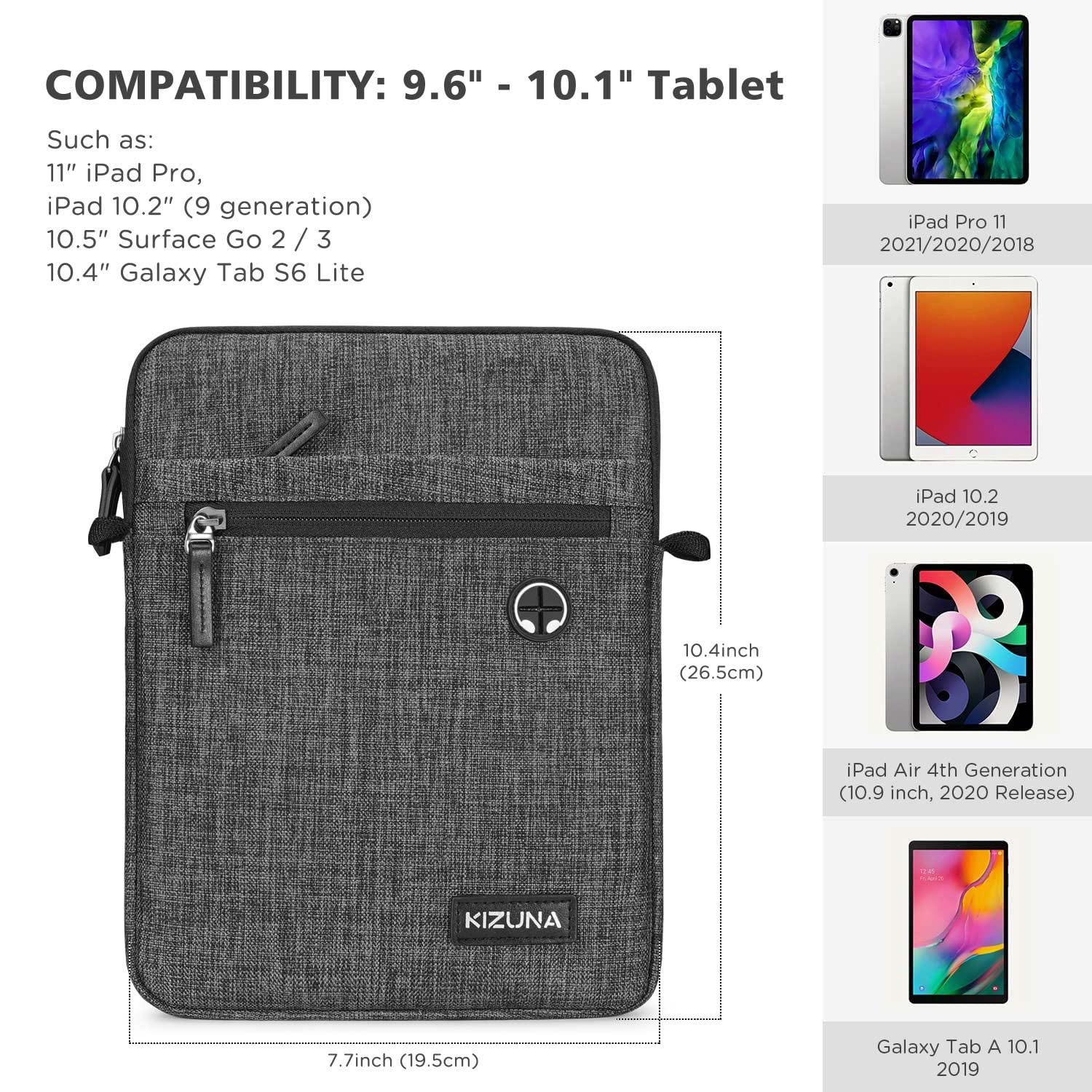 Waterproof 10 Inch Tablet Sleeve - Shockproof Laptop Messenger Bag for iPad Pro 9.7/10.5/11