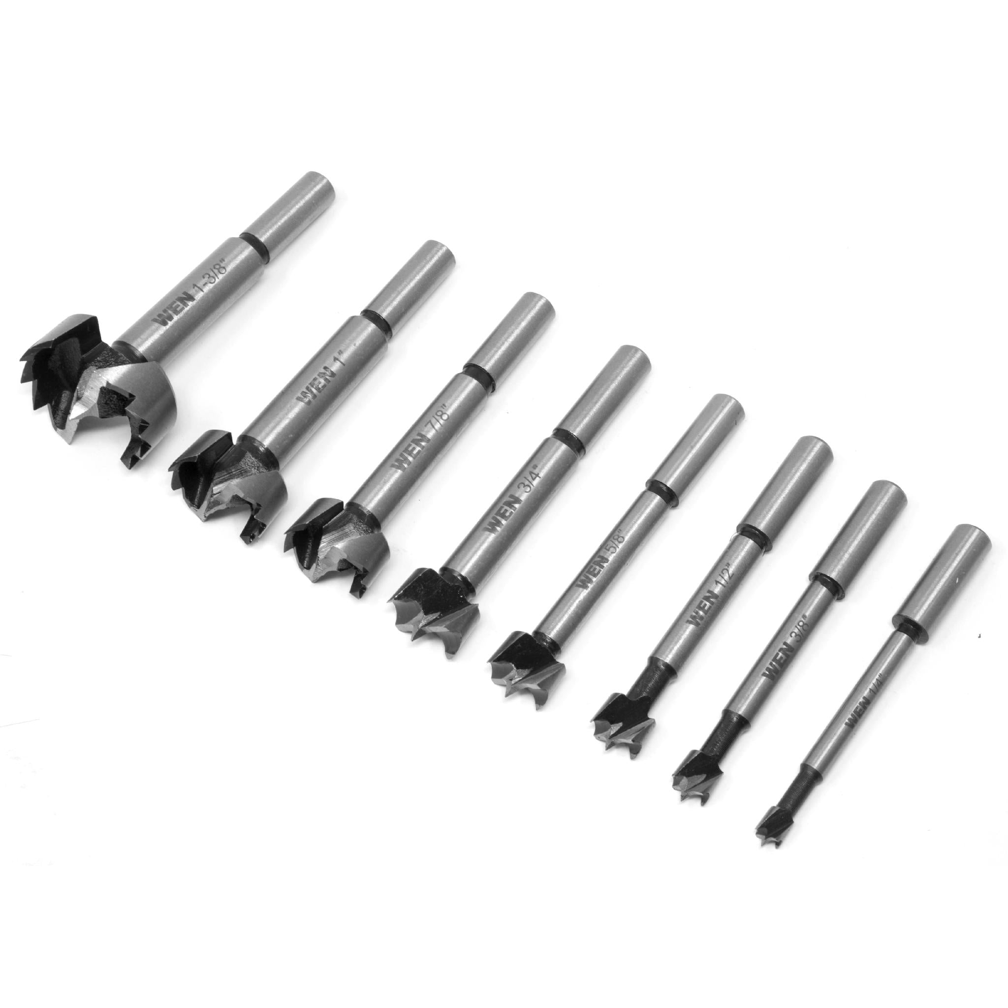 WEN FB3508 8-Piece Forstner Bit Set with Durable Carrying Case - Perfect for Woodworking, Cabinetry & DIY Projects