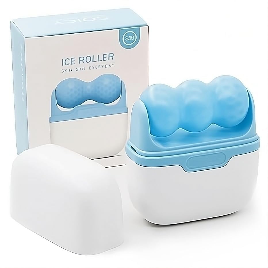 Vroxy Pain Relief Ice Roller Massager for Face & Body - Dual Shape Cooling Skin Care Tool to Reduce Puffiness - Perfect for Post-Workout Recovery & Morning Skincare Routine (1 Piece, Unisex)
