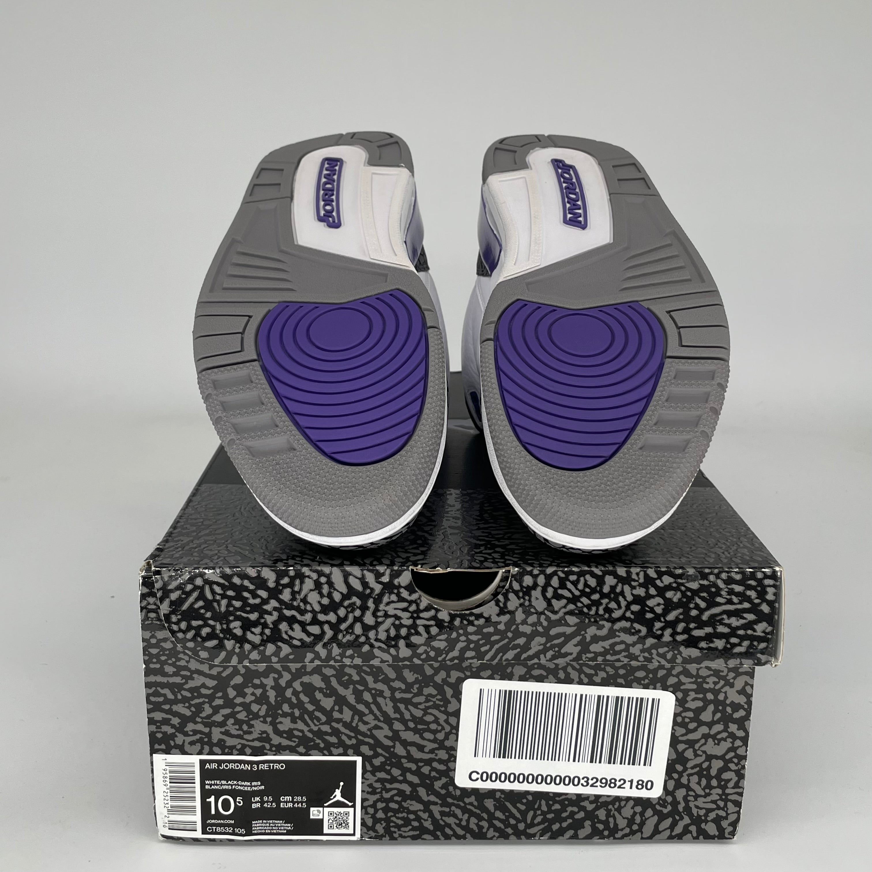AIR JORDAN 3 DARK IRIS Men's Basketball Shoes Size 10.5 - Retro Style Sneakers for Running, Gym & Casual Wear (CT8532-105)
