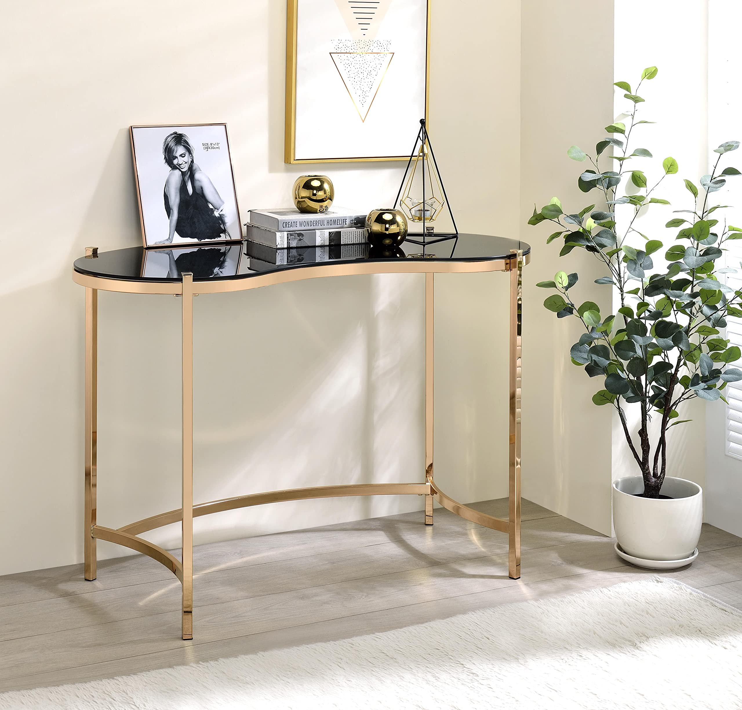 Modern Computer Desk & Sofa Table - Black Console Table for Living Room, Hallway, or Office - Perfect for Work, Snacks, and Home Decor