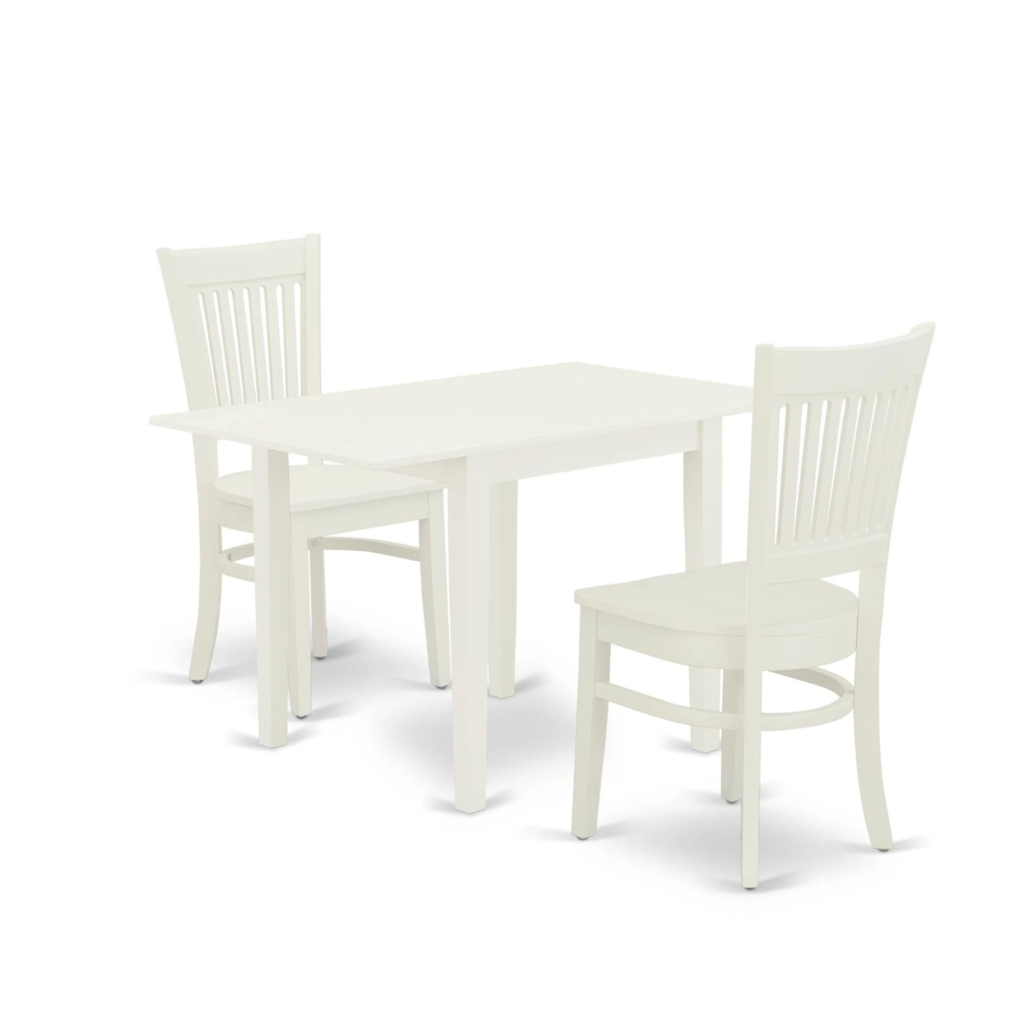 Modern 3-Piece Dining Table Set with Drop Leaf & 2 Chairs - Rectangle Wooden Table 30x48 Inch, Linen White - Perfect for Small Spaces, Breakfast Nooks & Apartment Dining