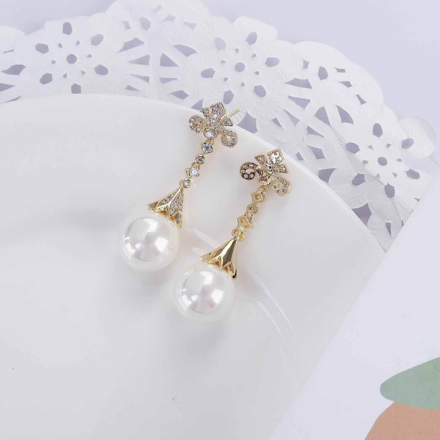 Elegant Cubic Zirconia Pearl Drop Earrings for Wedding & Bridal Jewelry - Perfect for Brides, Bridesmaids & Formal Occasions | CE11208