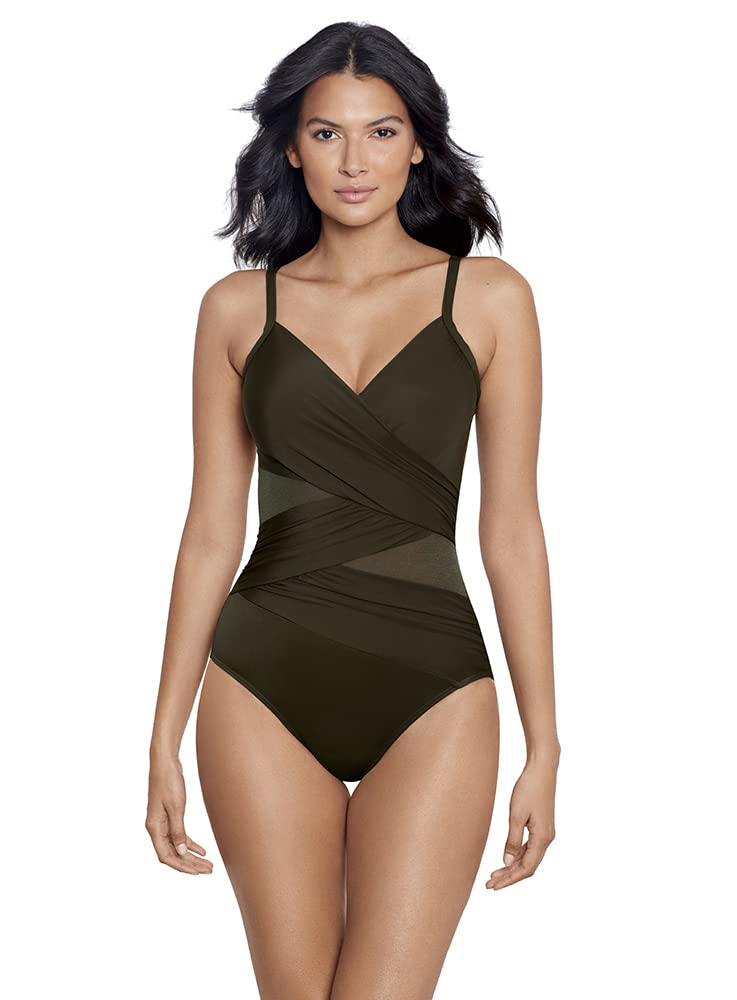 Miraclesuit Women's One Piece Swimsuit - Underwire Tummy Control Swimwear with Mystique Network Design | Perfect for Beach Vacations, Pool Parties & Summer Getaways