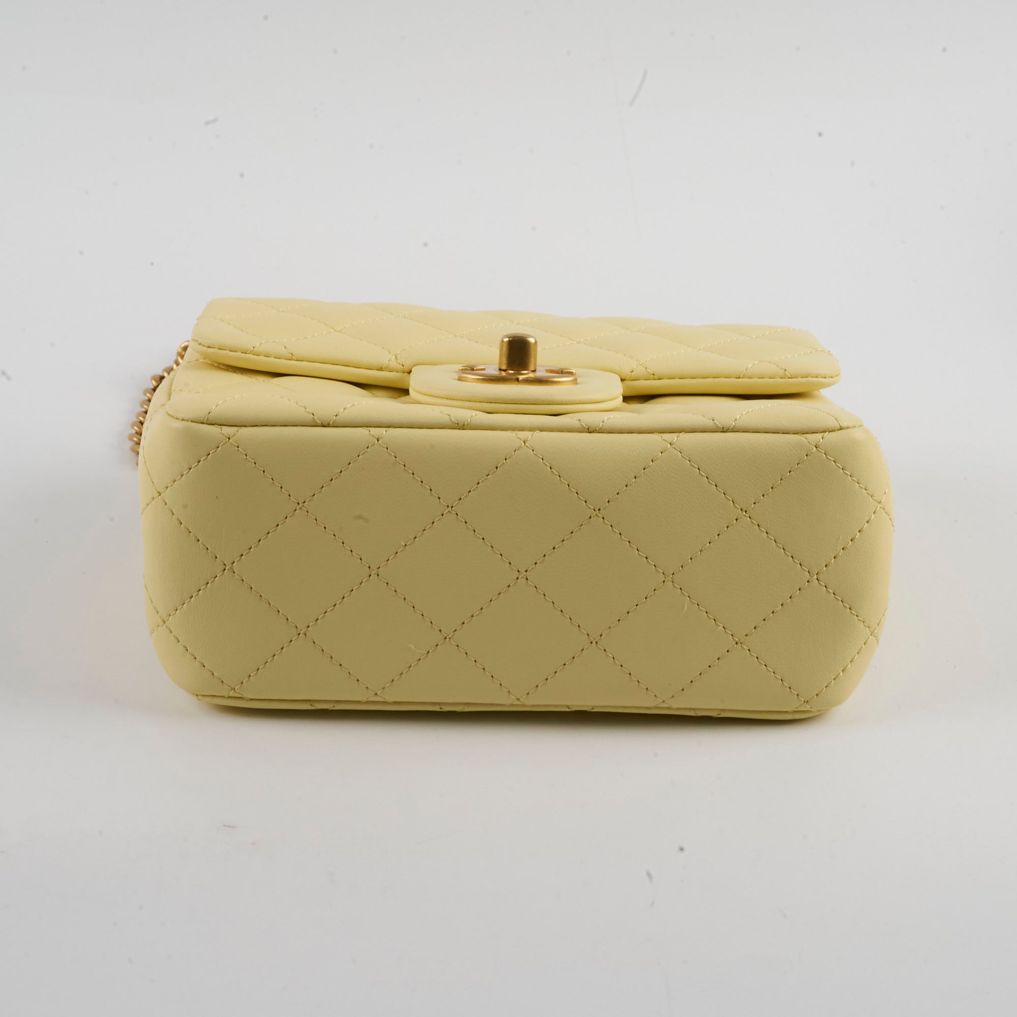 Chanel Mini Square Lambskin Camellia Crush Light Yellow Microchip Bag - Luxury Crossbody Purse for Women, Perfect for Date Night & Special Occasions