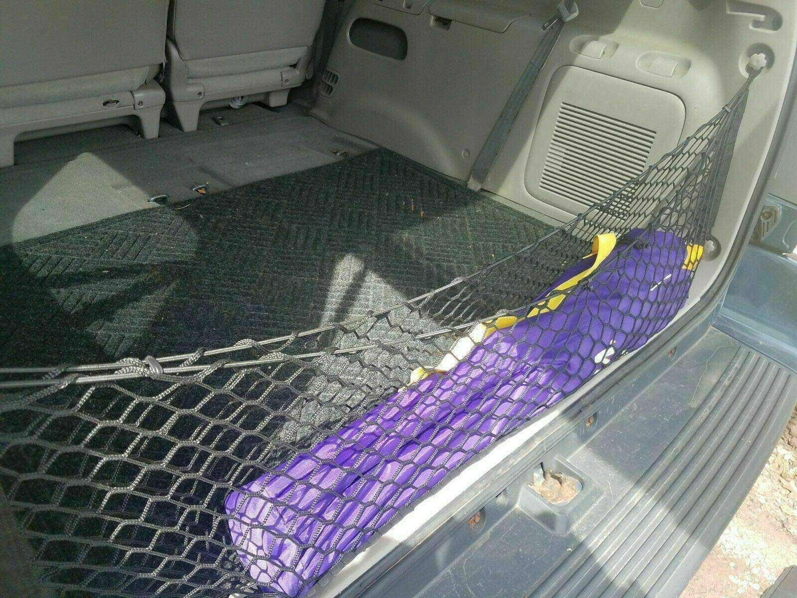 Premium Black Elastic Mesh Rear Trunk Organizer Cargo Net for 2001-2007 Toyota Sequoia SUV - Envelope Style Vehicle Storage Carrier - Perfect for Road Trips, Grocery Hauling & Sports Equipment Organization