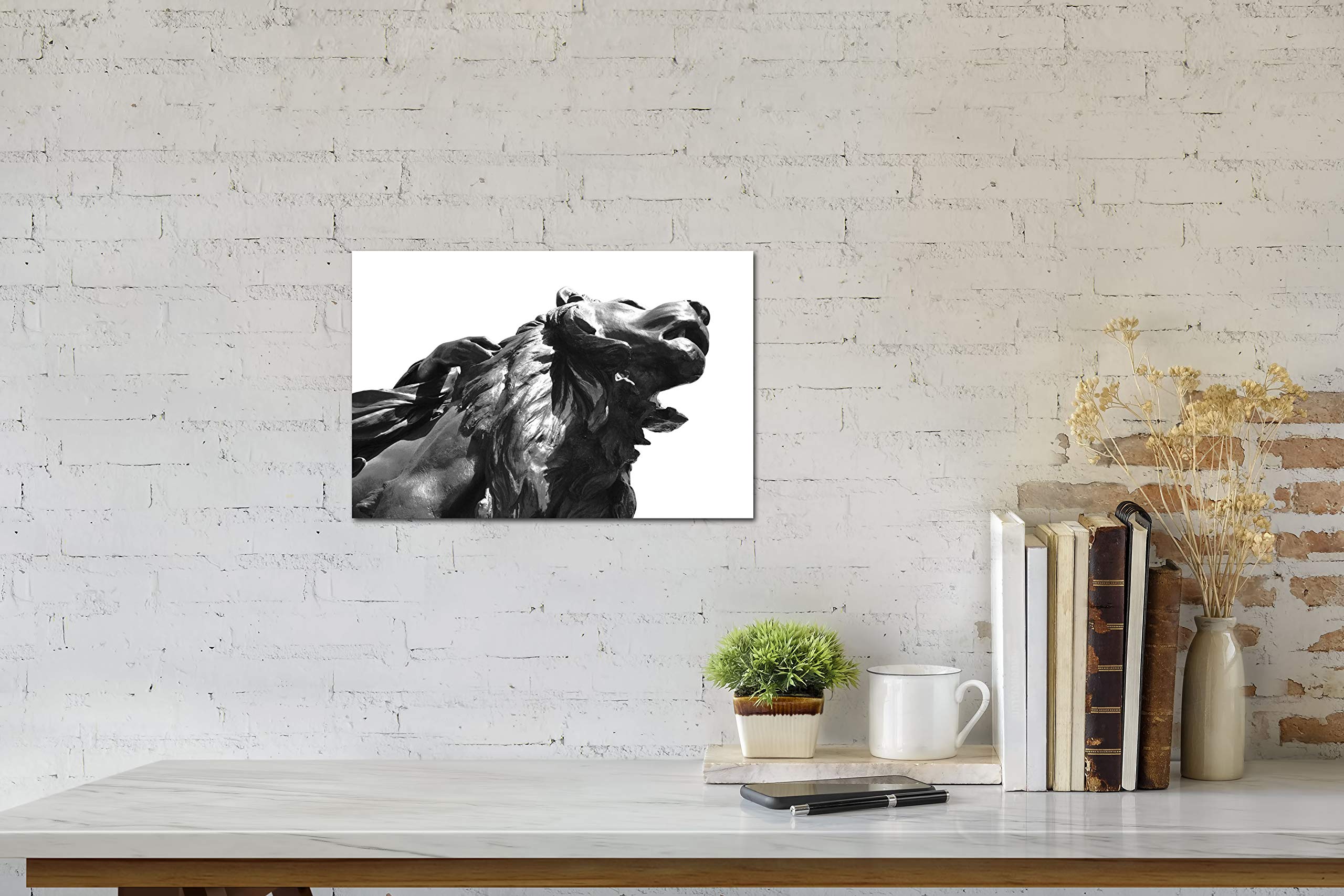 Contemporary Stone Lion Art Print by Karyn Millet - 24x16in Fine Art Giclee on Premium Paper - Perfect for Home Decor, Office Wall Art & Modern Interior Design
