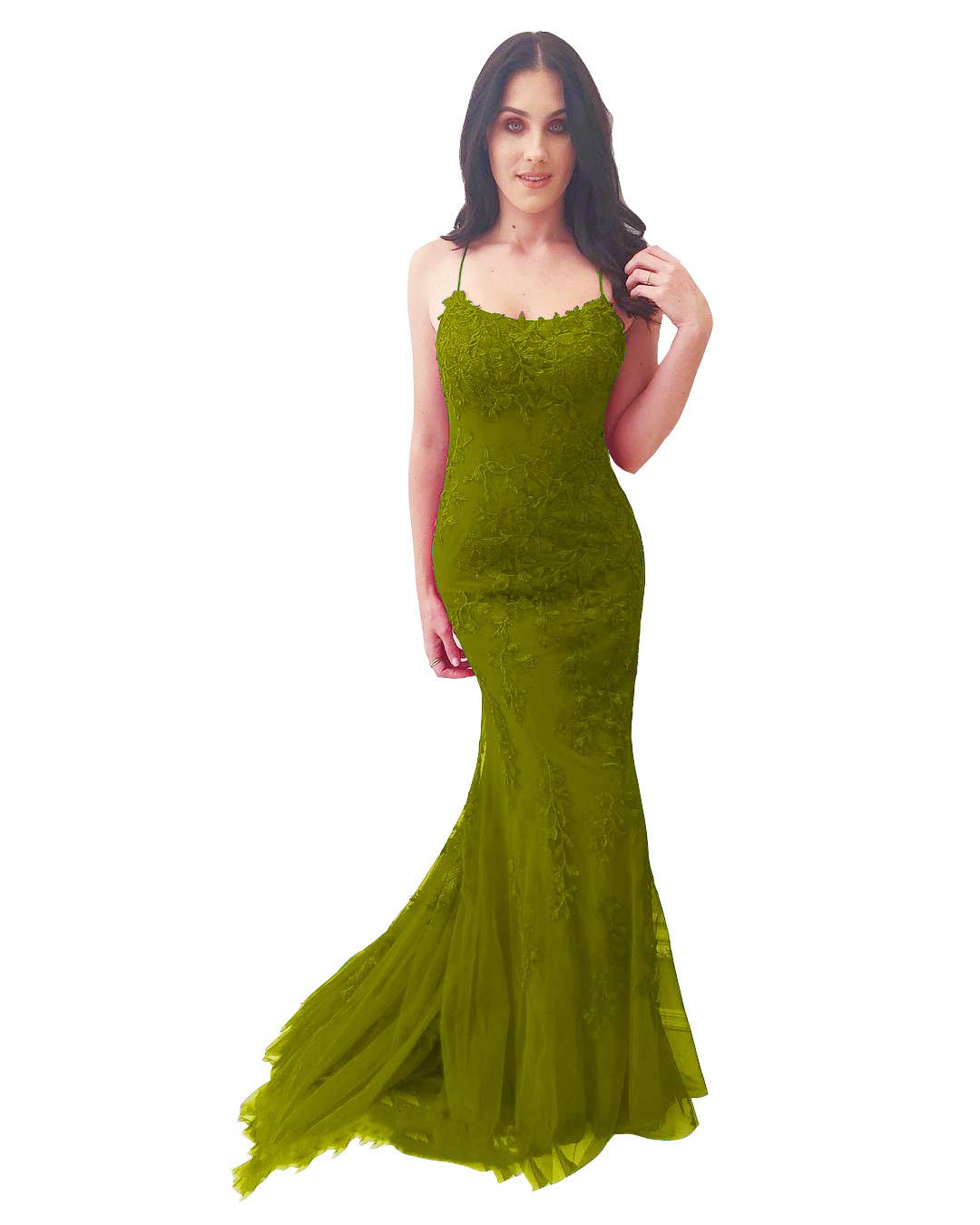 Yuki Isabelle Women's Spaghetti Strap Mermaid Prom Dress with Long Sweep Train - Elegant Formal Evening Gown for Homecoming, Wedding Guest & Special Occasions