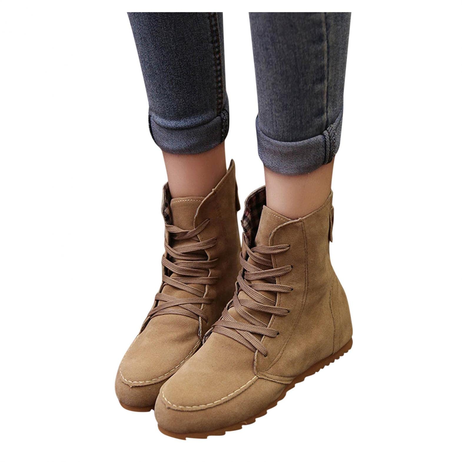 AODONG Women's Chunky Platform Ankle Boots - Casual Chelsea Combat Booties with Flat Heel for Everyday Wear, Fall & Winter Fashion, Outfit with Jeans or Dresses