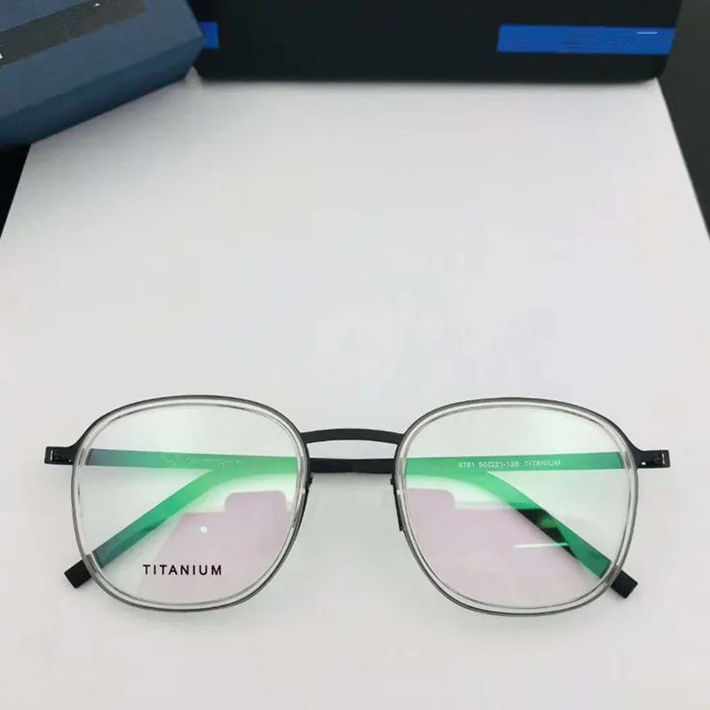 Aimee Unisex Full Rim Square Screwless Titanium Acetate Eyeglasses 9781 - Lightweight Durable Frame for Reading, Work & Everyday Use