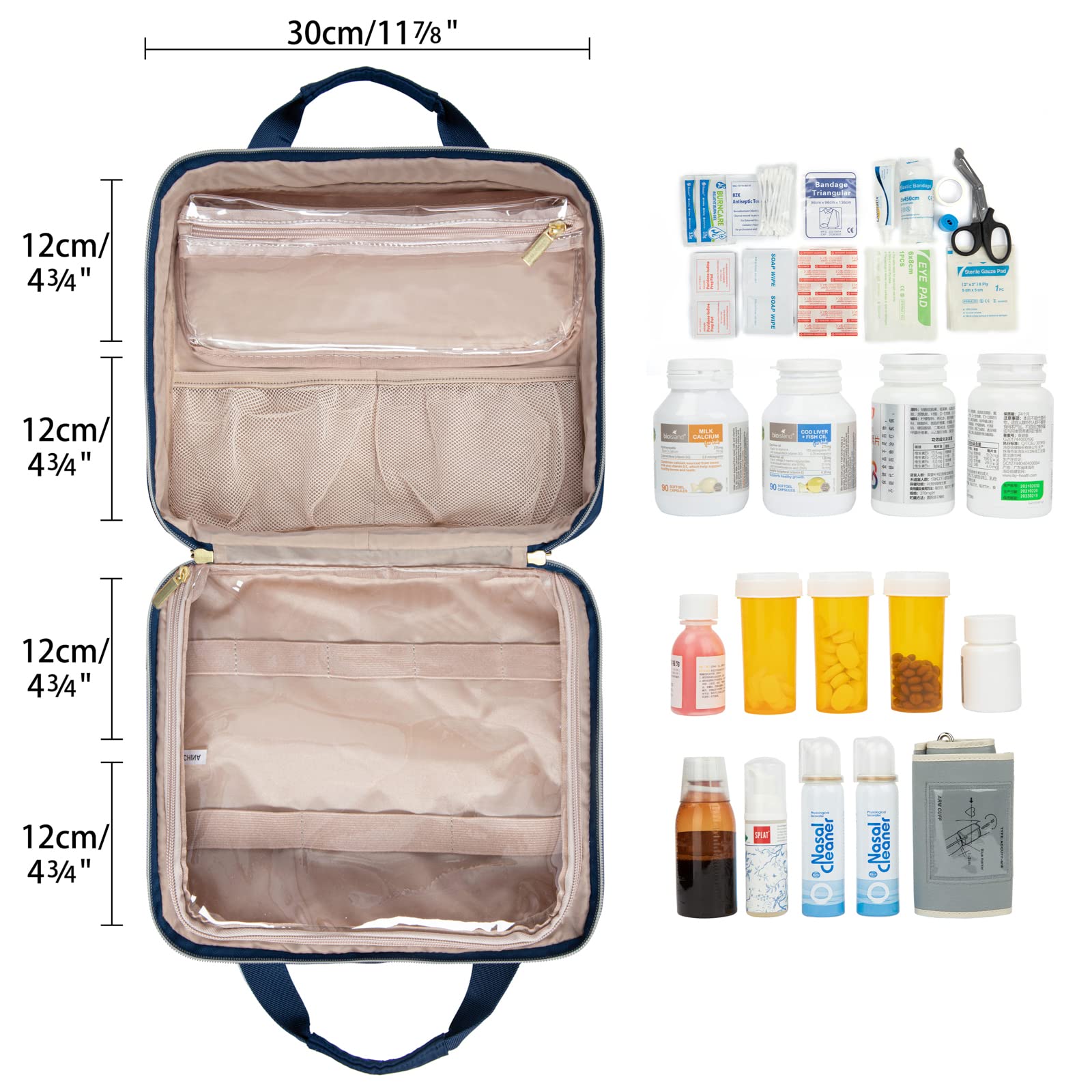 **Leudes Large Blue Travel Pill Organizer - Portable Medicine Storage Case for Pills, Vitamins, Fish Oil & Supplements - Perfect for Home, Car & Travel Use (Men & Women)**