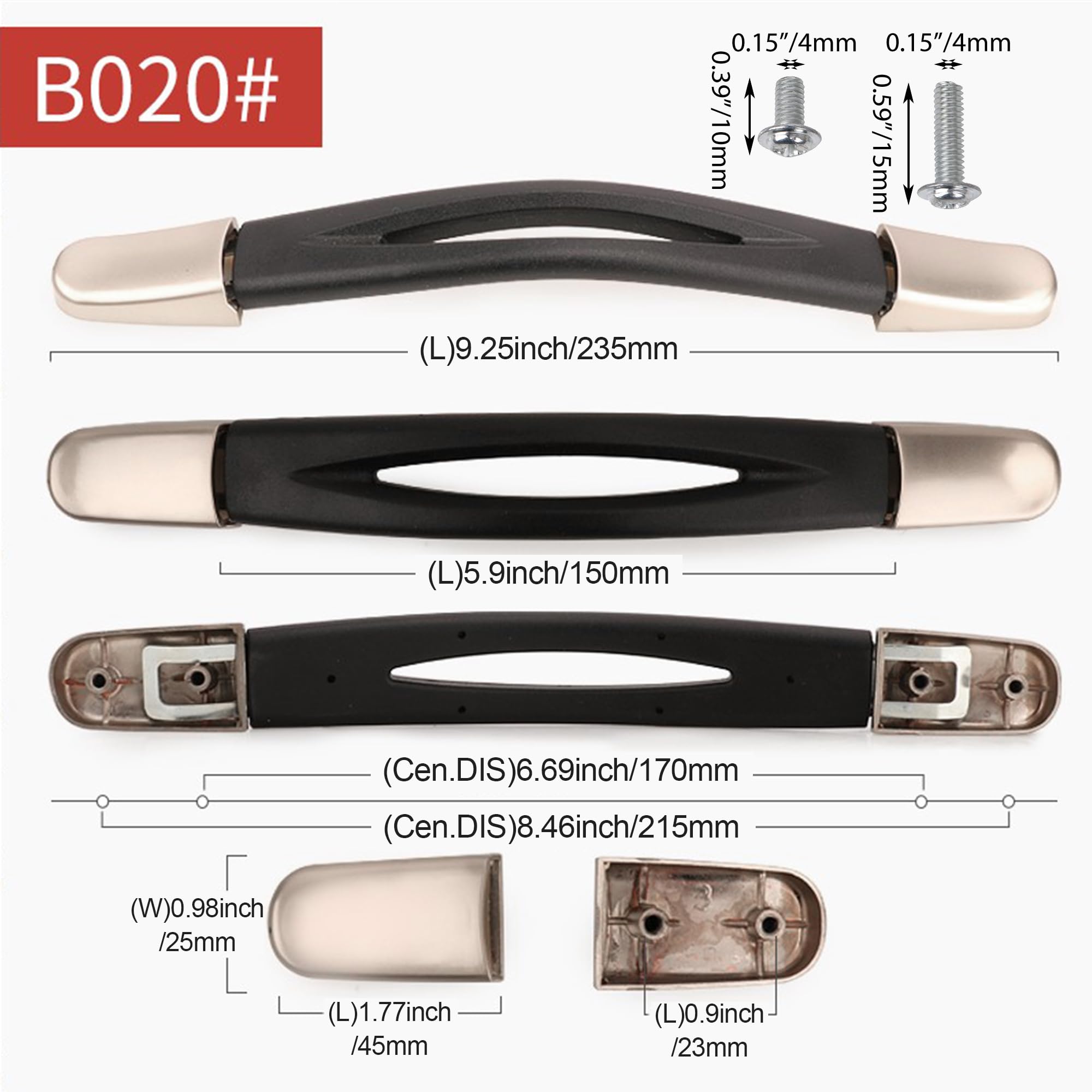 Doublelife Black Flexible Spare Strap Handle Grip 15cm Replacement for Suitcase Luggage - Durable Travel Accessory for Easy Carrying (B24)