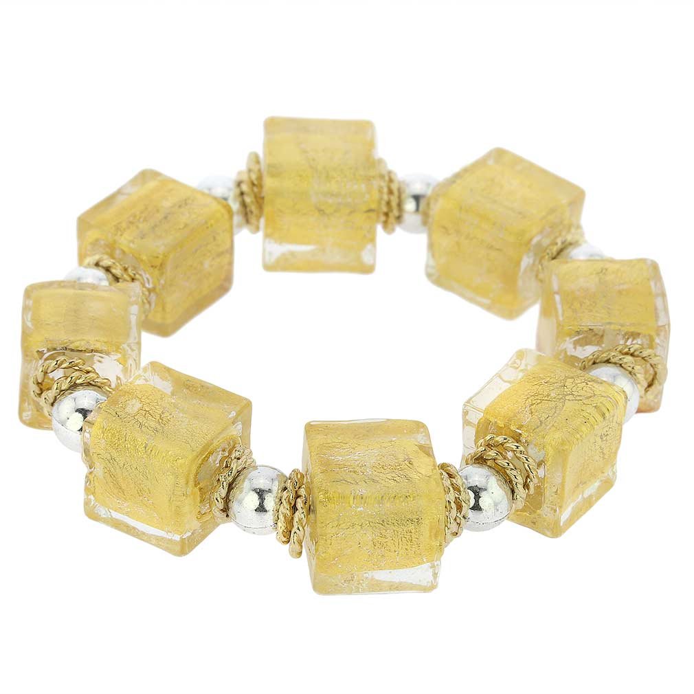 Glass Of Venice Brillio Venetian Cubes Bracelet in Gold - Elegant Italian Murano Glass Jewelry for Women, Perfect Gift for Birthday, Anniversary & Special Occasions