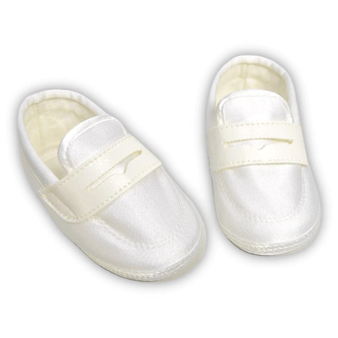 Baby Boy White Baptism Shoes - Handmade in Italy - Perfect for Christening, First Communion & Special Occasions