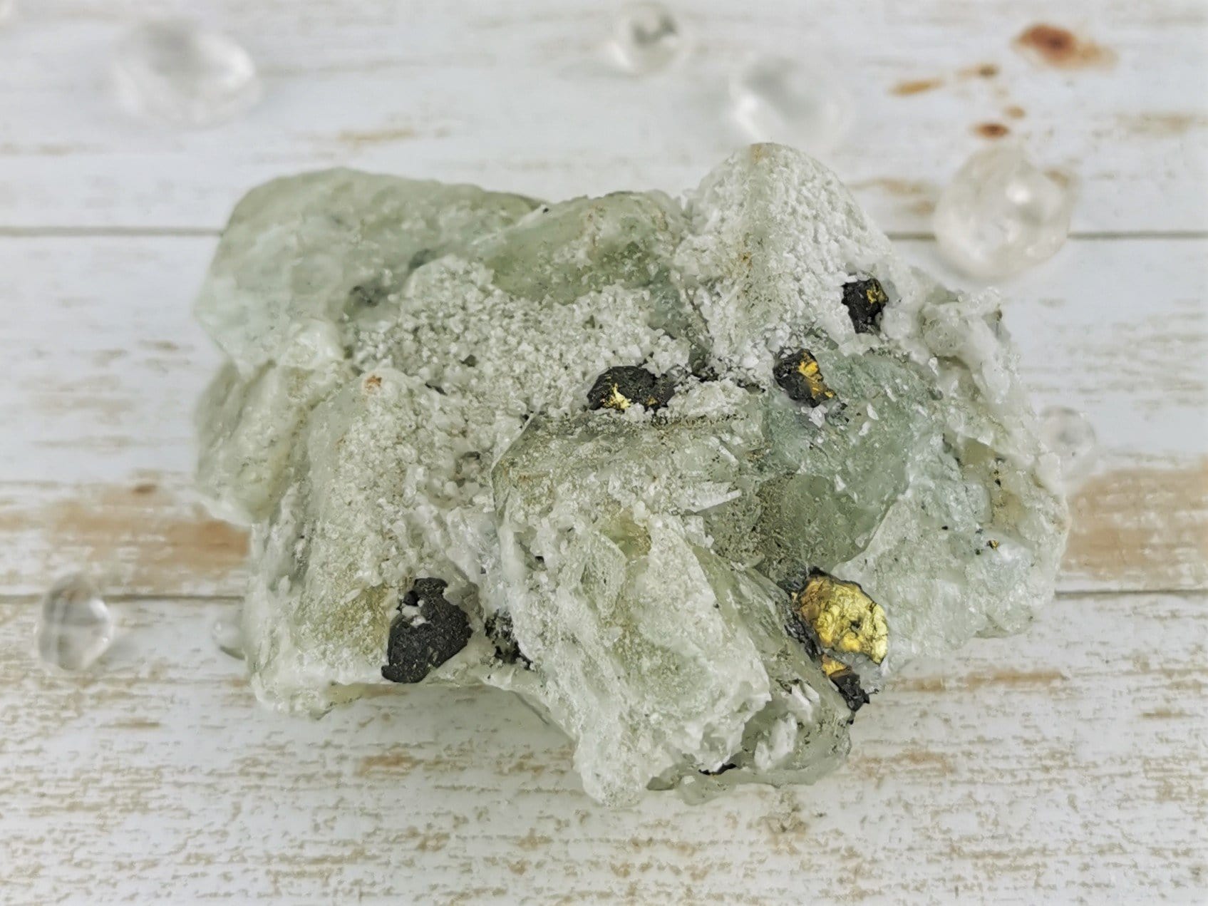 Natural Datolite with Pyrite Crystal Specimen - Rare Mineral Collection for Healing, Meditation & Home Decor