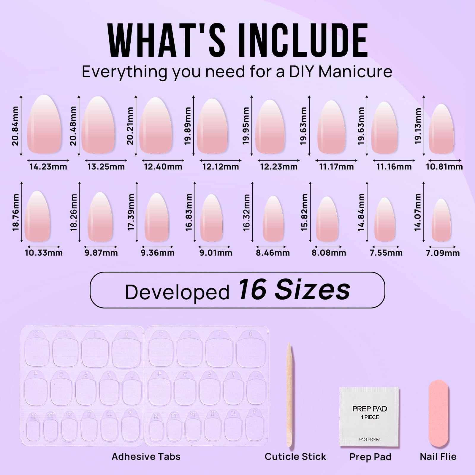 BTArtbox Soft Gel Press On Nails - Almond Medium Length Ombre Fake Nails with Nail Glue, Semi-Transparent Reusable Stick On Nails Kit (30PCS, 16 Sizes, Vanilla Cream) - Perfect for Parties, Weddings, Date Nights & Everyday Wear