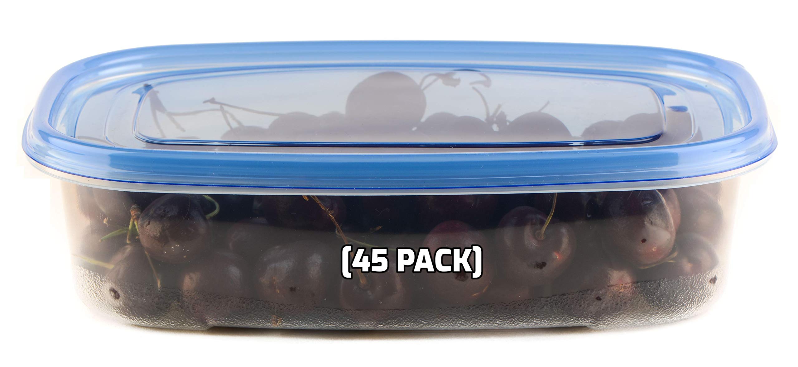 45-Pack 64oz Rectangular Oblong Plastic Food Storage Containers with Snap-On Lids - Airtight, Stackable, BPA-Free Reusable Containers for Meal Prep, Lunch, Leftovers & On-the-Go | Leakproof Kitchen Organization & Pantry Storage Solution