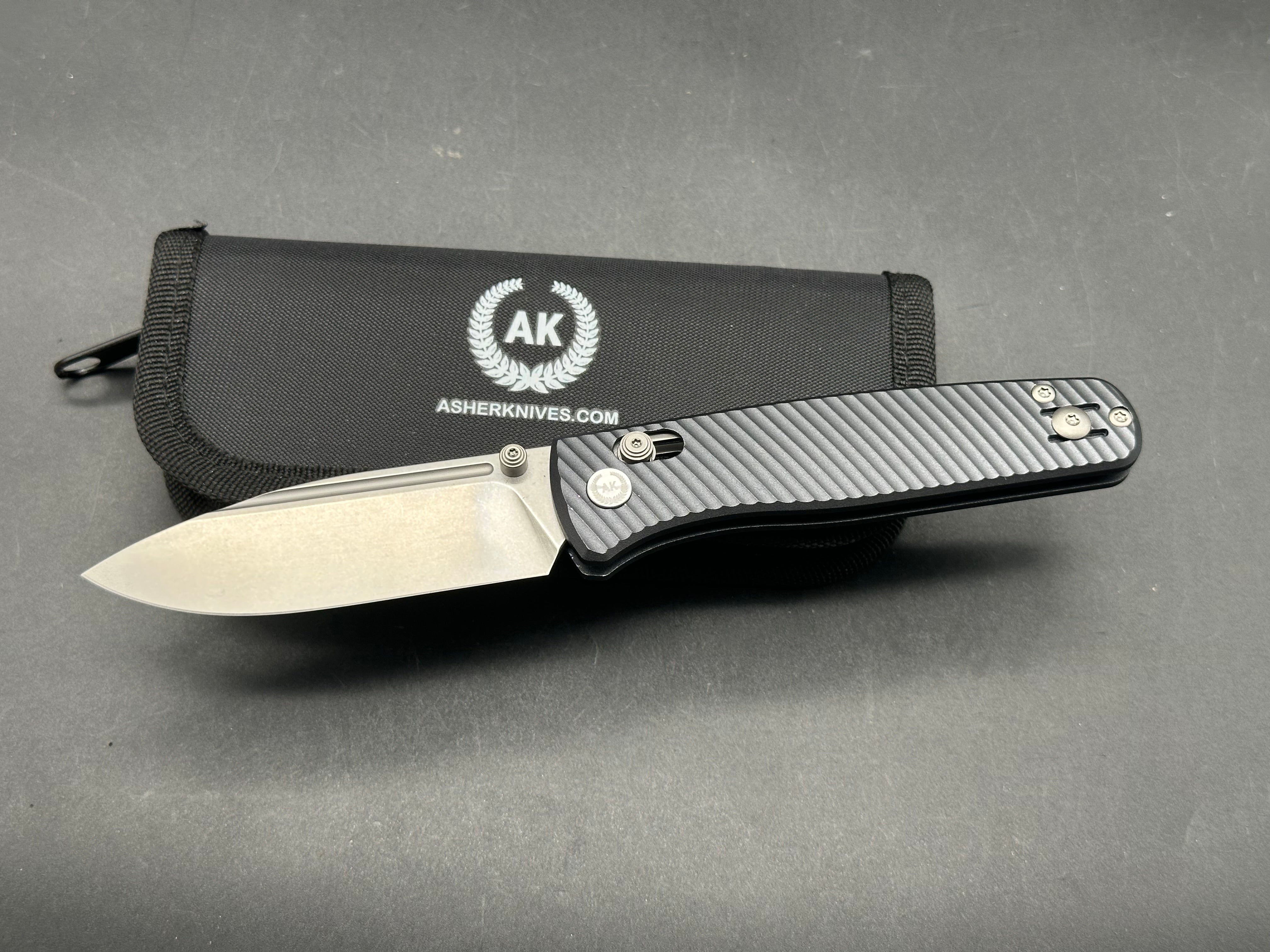Asher Nomad 3.2 Folding Knife - CPM S90V Stonewash Blade, Blue/Black Aluminum Handle - EDC Pocket Knife for Camping, Hiking & Outdoor Adventures