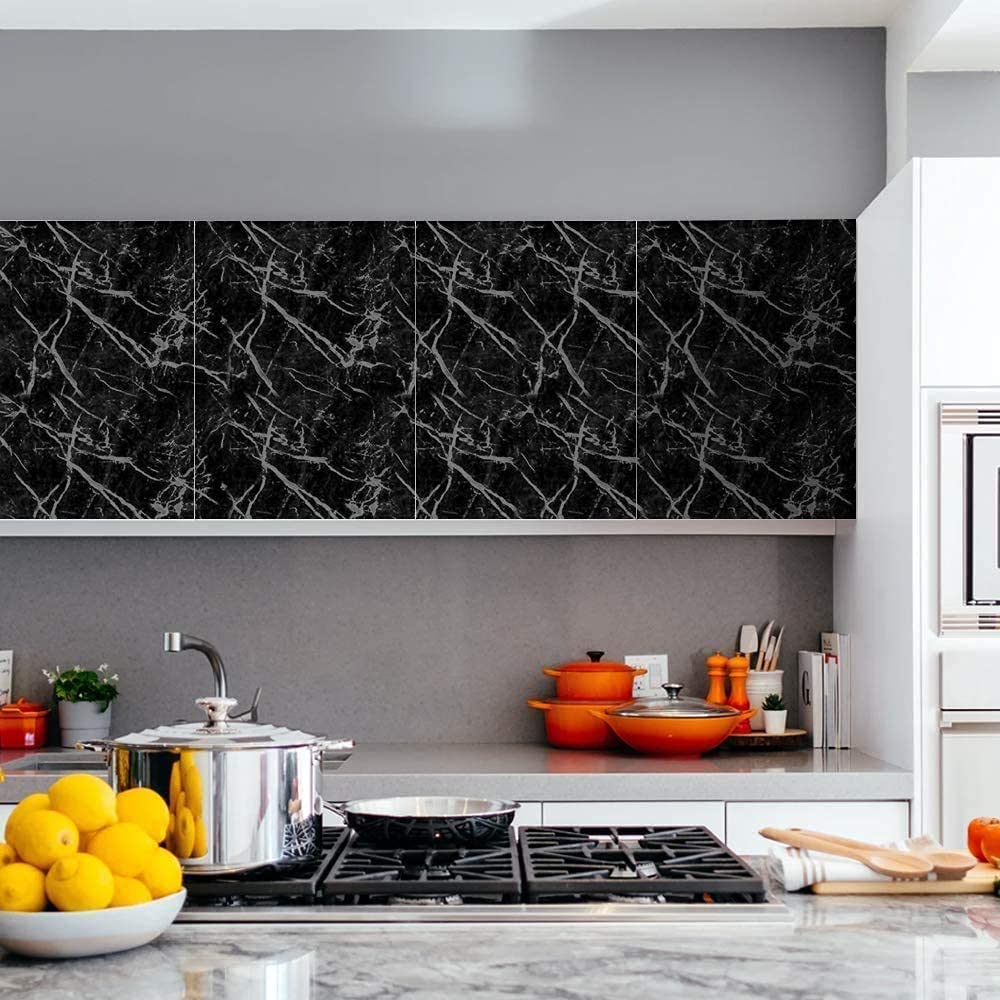 Vaidika Premium Kitchen Foil Stickers - Oil Proof Aluminum Wallpaper Roll for Kitchen Slab & Walls (2M Black) - Perfect for Backsplash Protection & Stylish Kitchen Decor