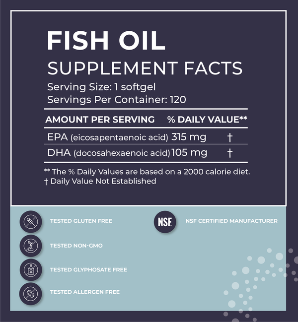 Premium Omega-3 Fish Oil 120 Softgels - 1000mg EPA & DHA for Heart, Brain & Joint Health - Supports Immunity & Cognitive Function - Perfect for Adults & Seniors Daily Supplement Routine