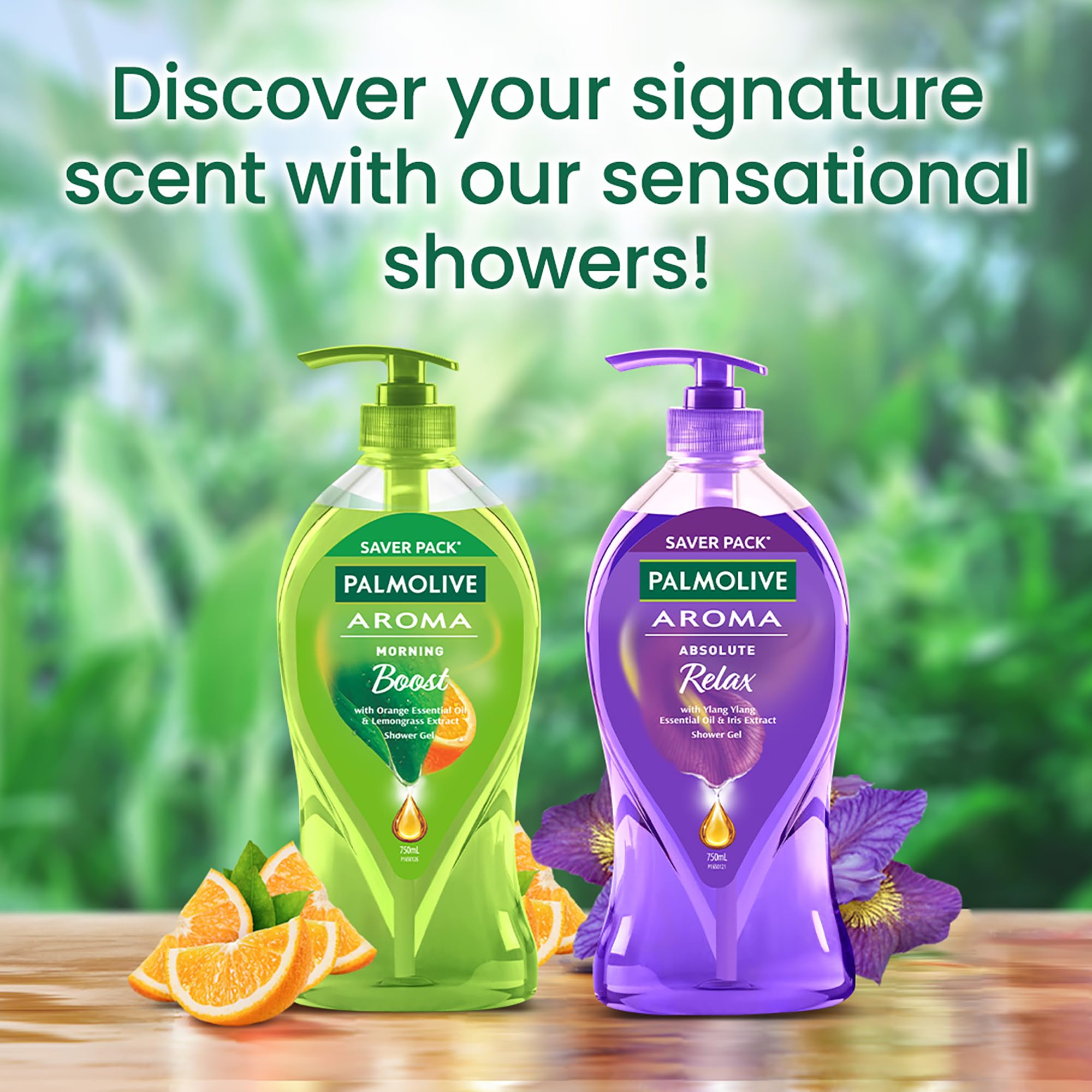 Palmolive Aroma Absolute Relax Body Wash for Women & Men - 750ml Shower Gel with 100% Natural Ylang Ylang & Iris Essential Oils | pH Balanced for Soft, Smooth Skin | Single Pump Bottle | Perfect for Stress Relief & Spa-Like Relaxation at Home