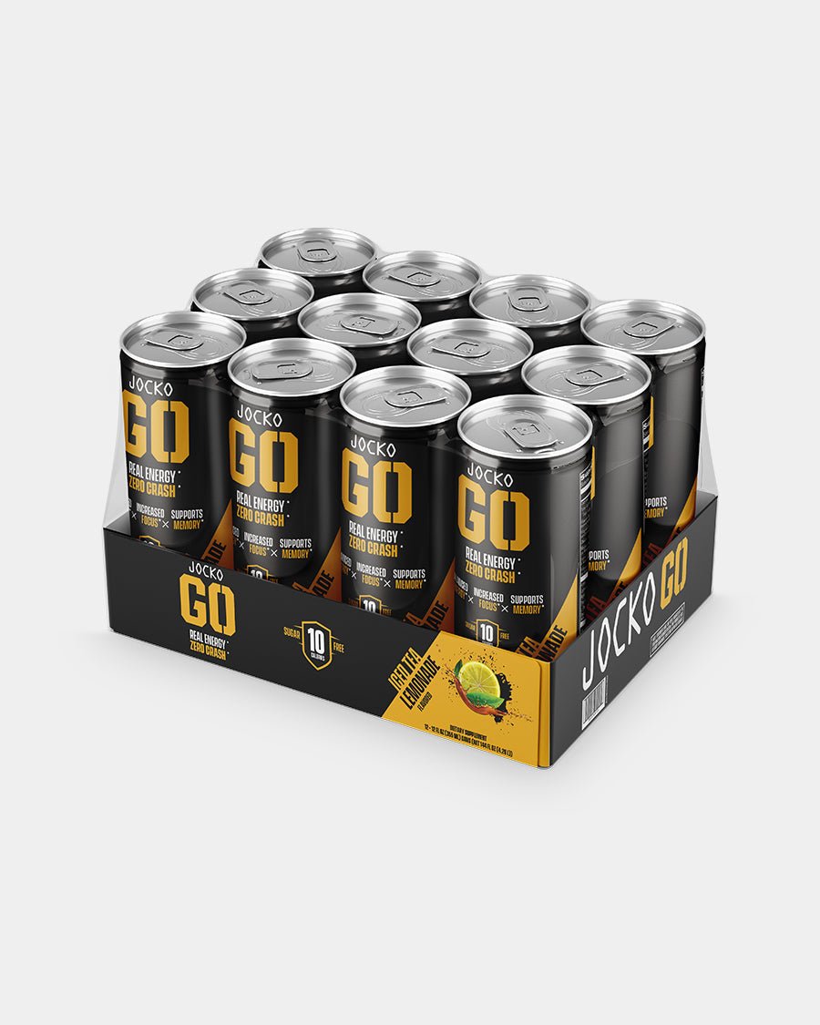 JOCKO GO Energy Drink 12 Pack - Sugar Free Pre Workout Supplement with Natural Caffeine & Electrolytes - Boost Energy & Focus for Gym, Running & Outdoor Activities