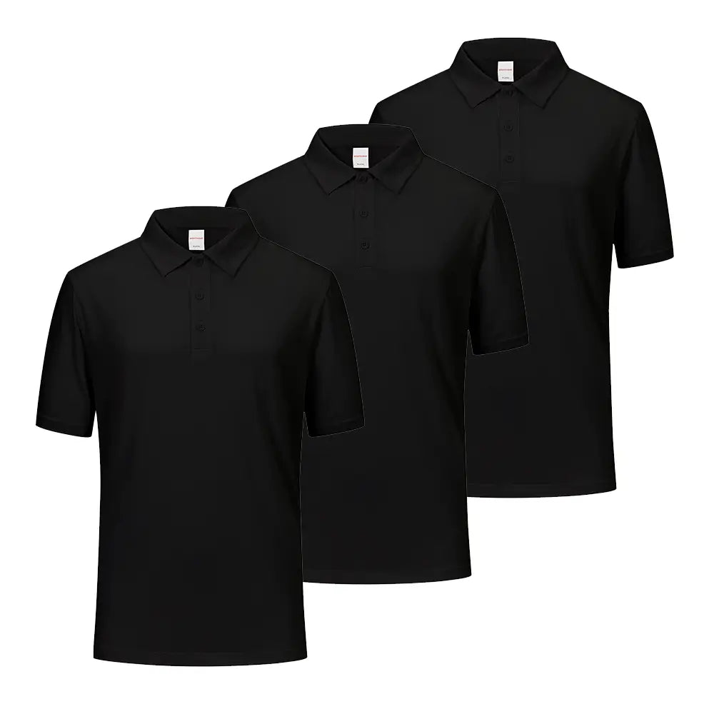 3 Pack Moisture-Wicking Performance Short Sleeve Golf Shirts for Men - Breathable Quick-Dry Athletic Polo Tops - Perfect for Golf, Tennis & Casual Wear
