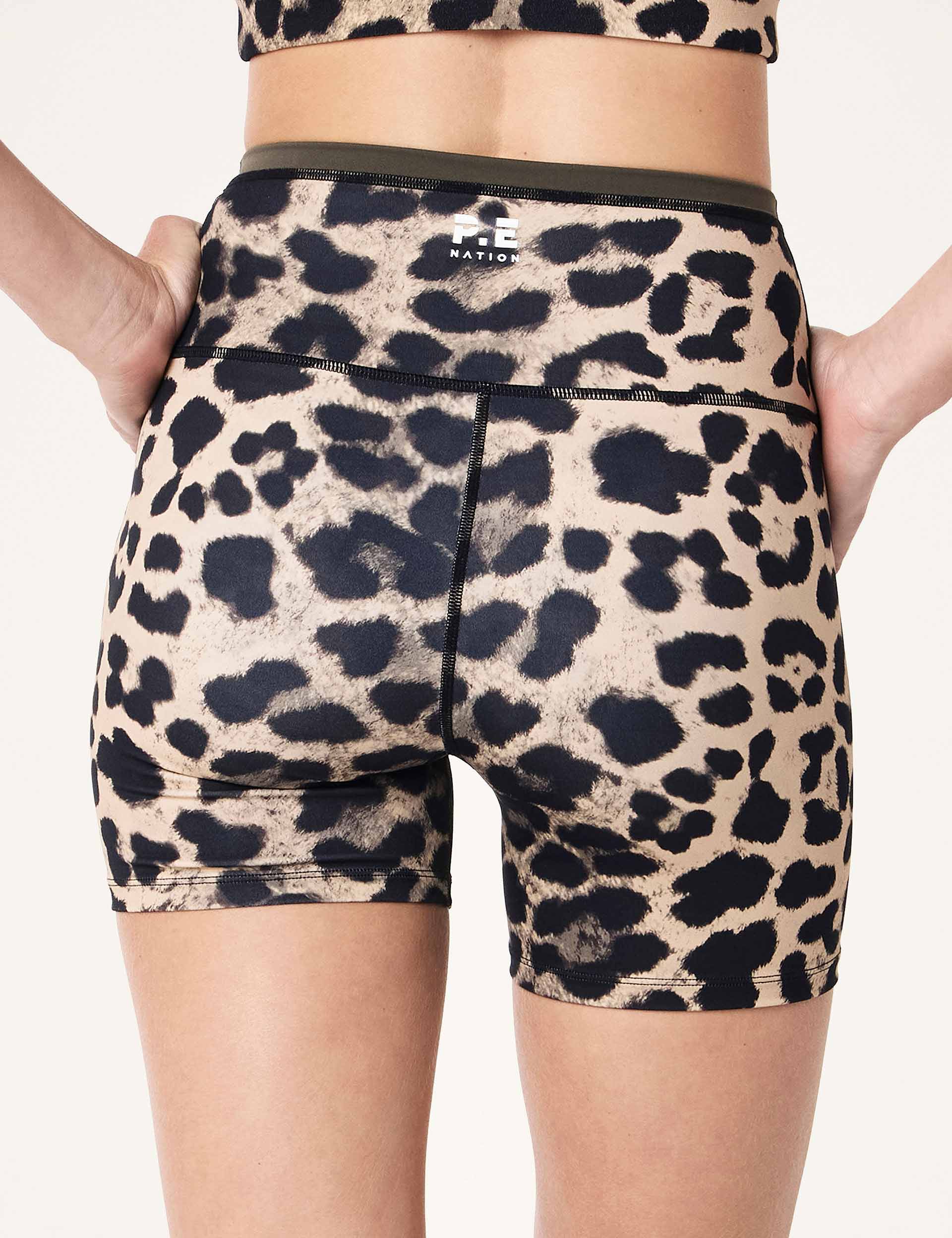 Stellar 5 Bike Shorts - High Waist Leopard Print Cycling Shorts for Women | Perfect for Spinning, Gym Workouts & Outdoor Cycling