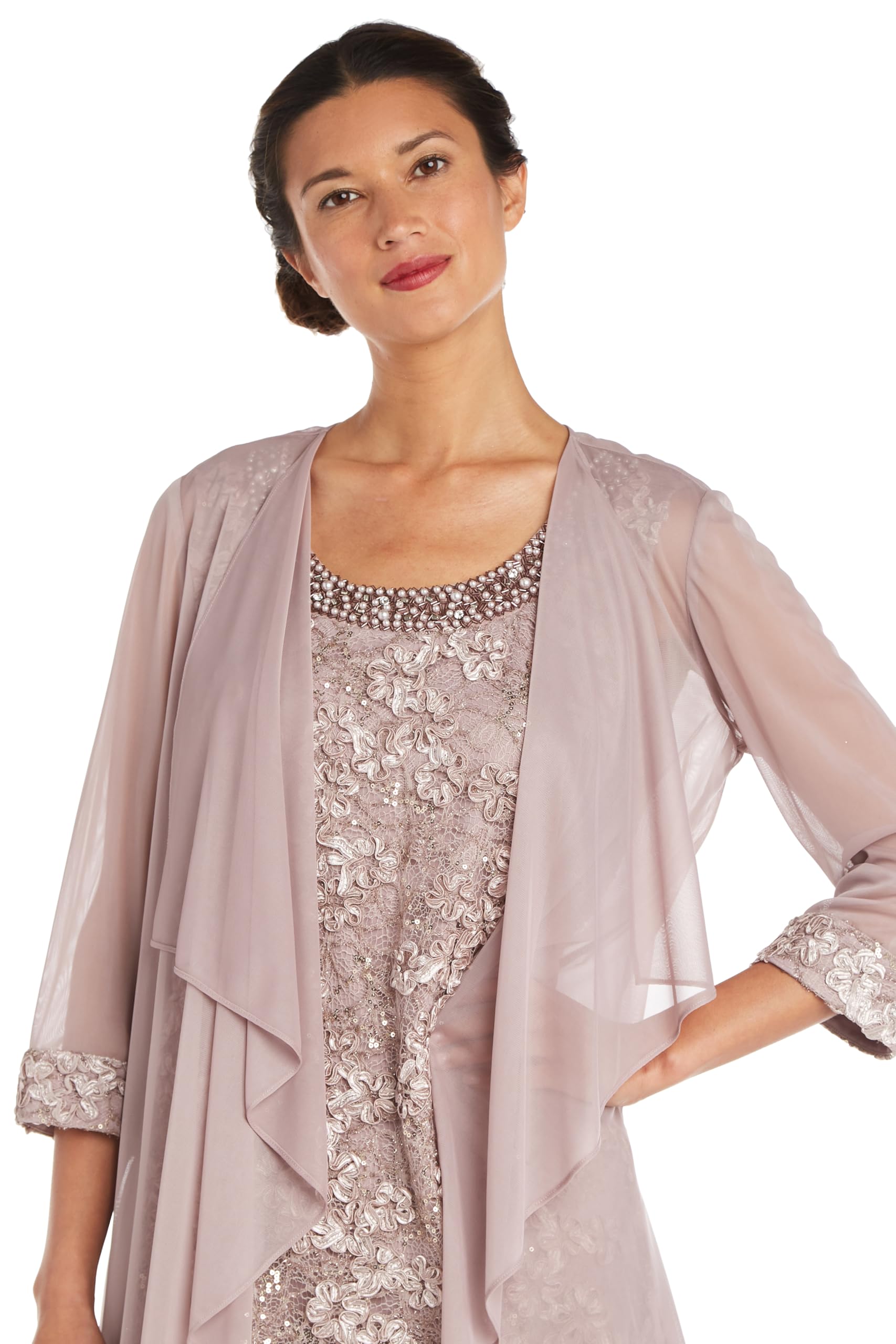 R&M Richards Women's 2 Piece Soutache Lace Knee-Length Dress with Jacket Set - Elegant Formal Outfit for Weddings, Parties & Special Occasions