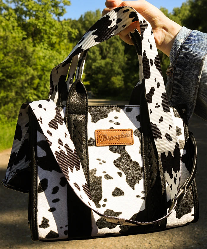 Wrangler Cow Print Concealed Carry Tote Bag - Stylish & Spacious for Work, Travel & Everyday Use