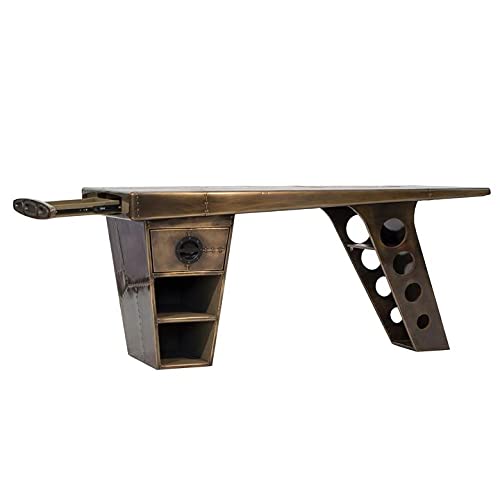 Aviator Wing Metal Desk - Stylish Office & Home Workspace