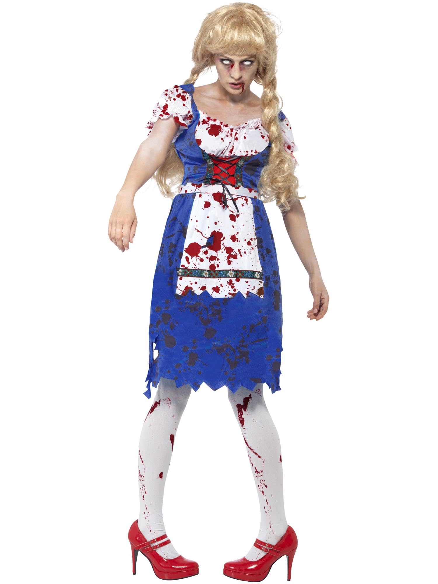Smiffys Women's Zombie Bavarian Costume Dress - Halloween Party Outfit for Adults, Cosplay & Themed Events (Multi, Large)