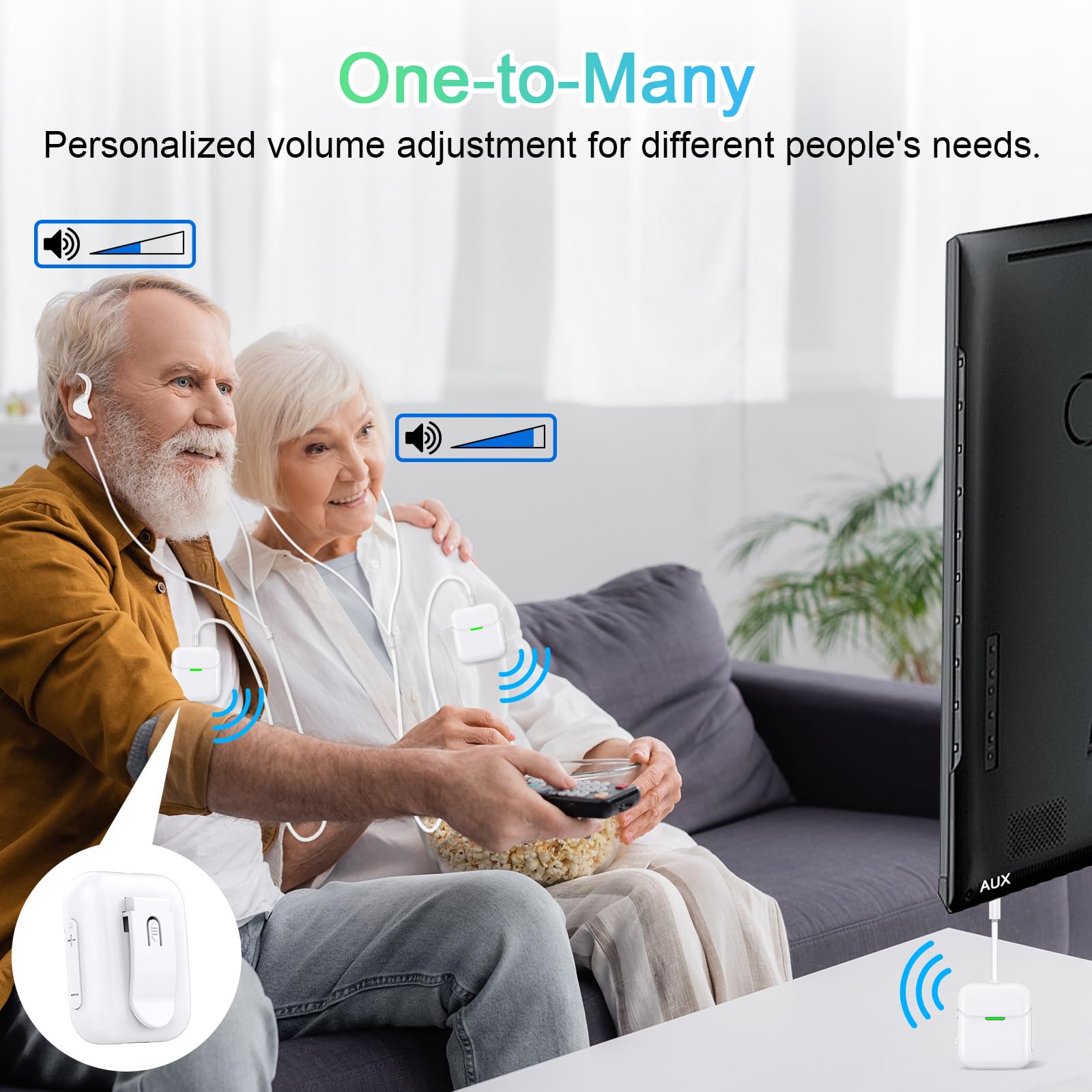 Wireless TV Headphones for Seniors - Bluetooth Transmitter & Receiver, Plug & Play, No Delay, 2.4GHz, 3.5mm AUX & RCA - Perfect for Watching TV, Movies & Hearing Assistance (Can Use While Charging) - Ideal Gift for Elderly Parents & Grandparents