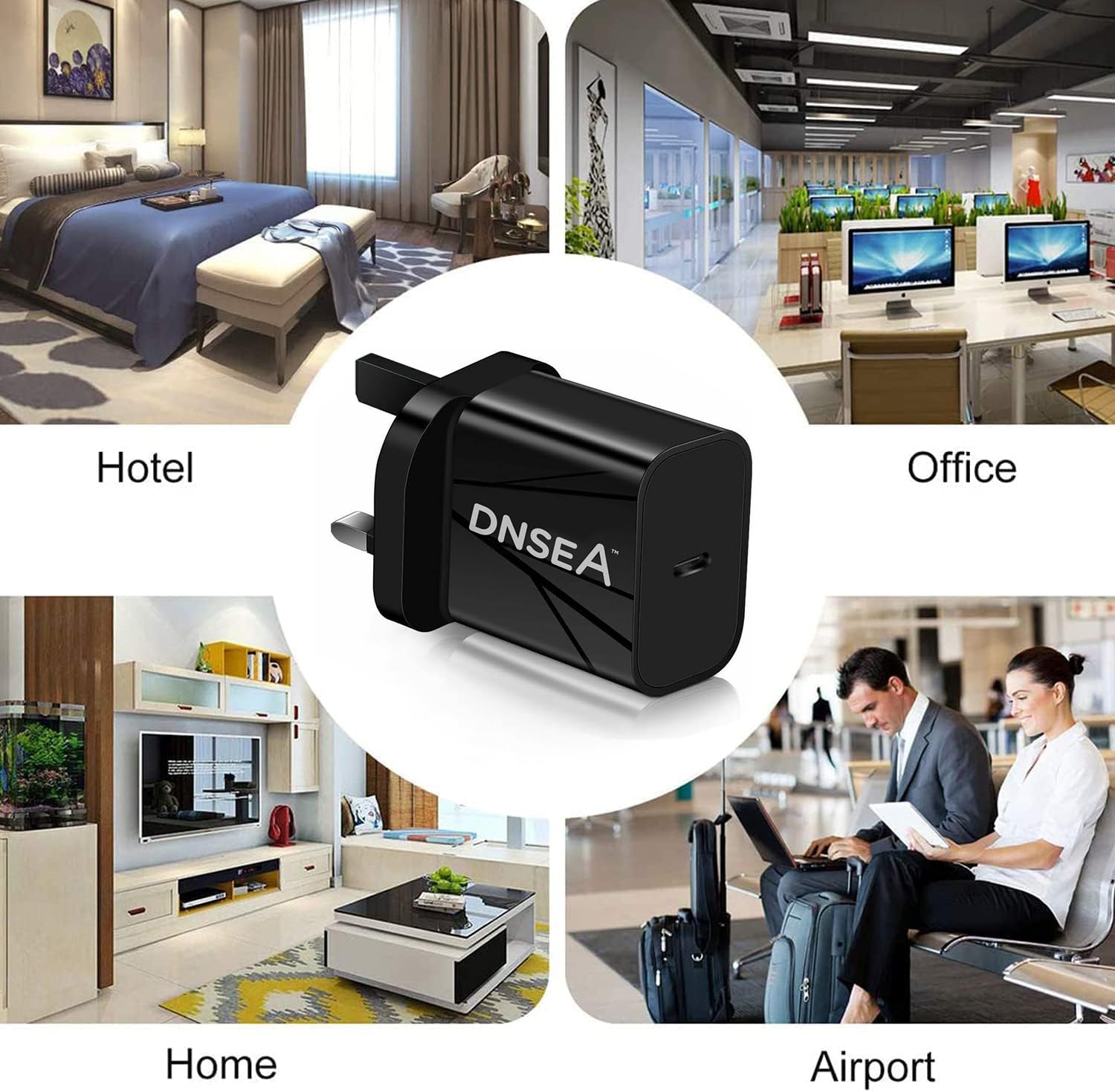 20W USB C Fast Charger & Cable for Samsung Galaxy A35 5G - UK 3-Pin Wall Plug with 1M High-Speed Charging Cable - Quick Charge Adapter for Home, Office & Travel (Black)