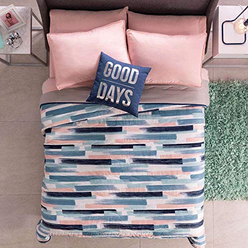 Reversible Comforter Set 6-Piece Twin Size for Teen Girls - Soft Brush Strokes Design, Bed Sheet Set for Cozy Sleep & Stylish Bedroom Decor