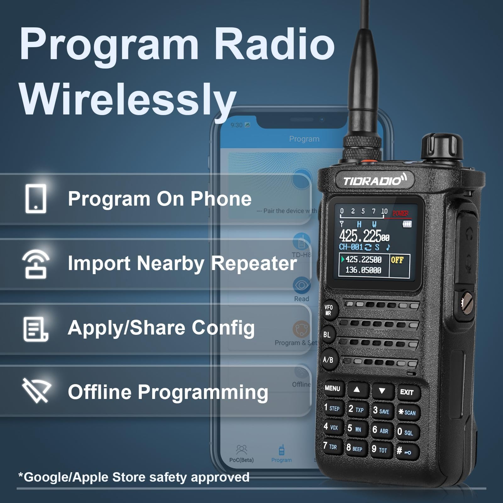 2nd Gen TIDRADIO TD-H8 10W High Power Ham Radio Handheld - Wireless APP Programming, Long Range Two Way Radio with 2500mAh Battery (2 Pack), USB-C Charger & Speaker Mic - Perfect for Outdoor Adventures, Emergency Communication, and Construction Site Coordination