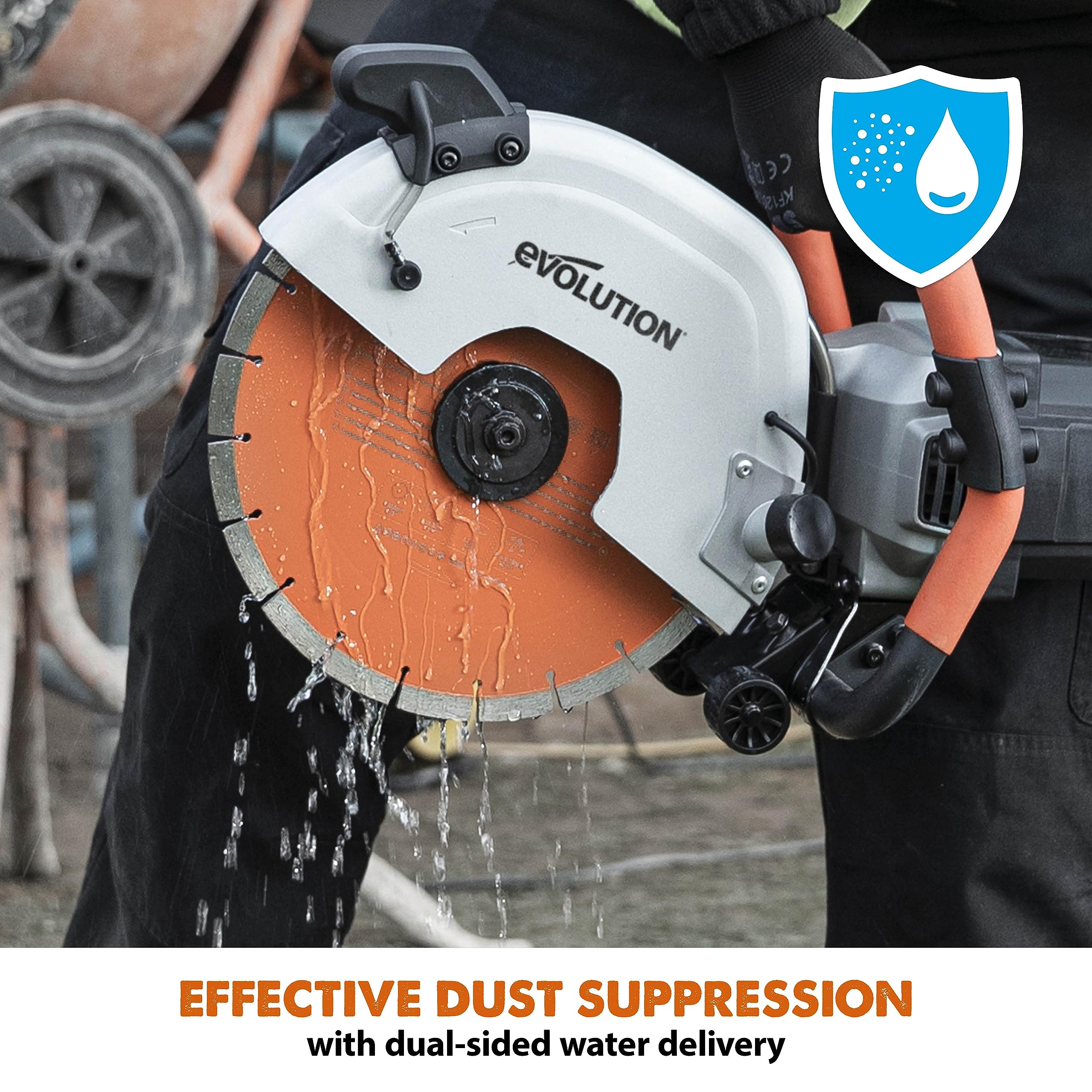Evolution R12DCT 12-Inch Electric Concrete Saw with Water Fed Dust Suppression - Angle Grinder & Cut Off Saw for Masonry Work (No Gas, 4-1/2